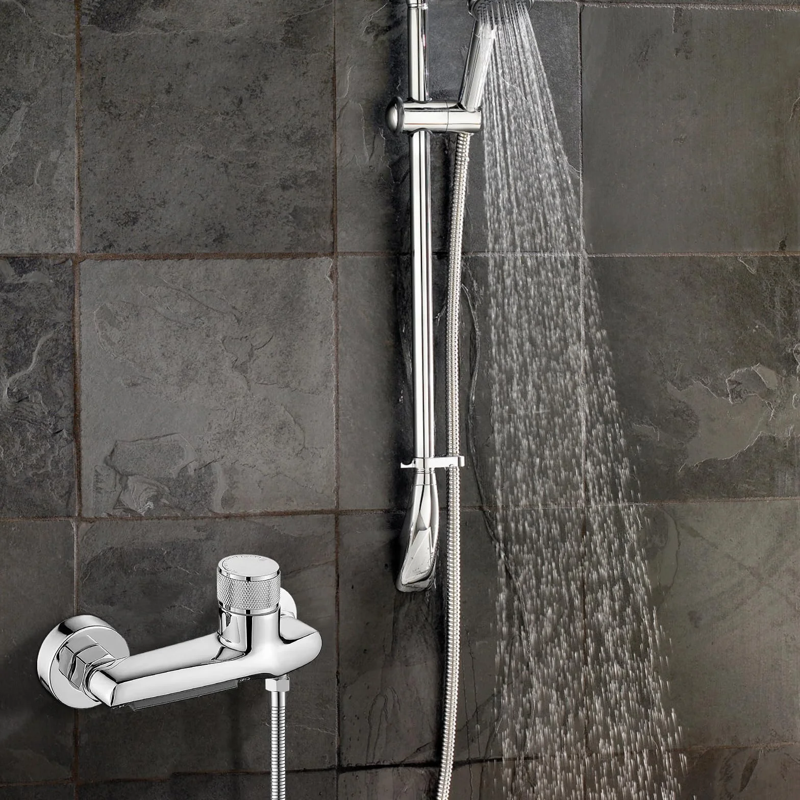 Vaileal Rubinetto vasca da bagno cascata montaggio a parete con termostato per doccia