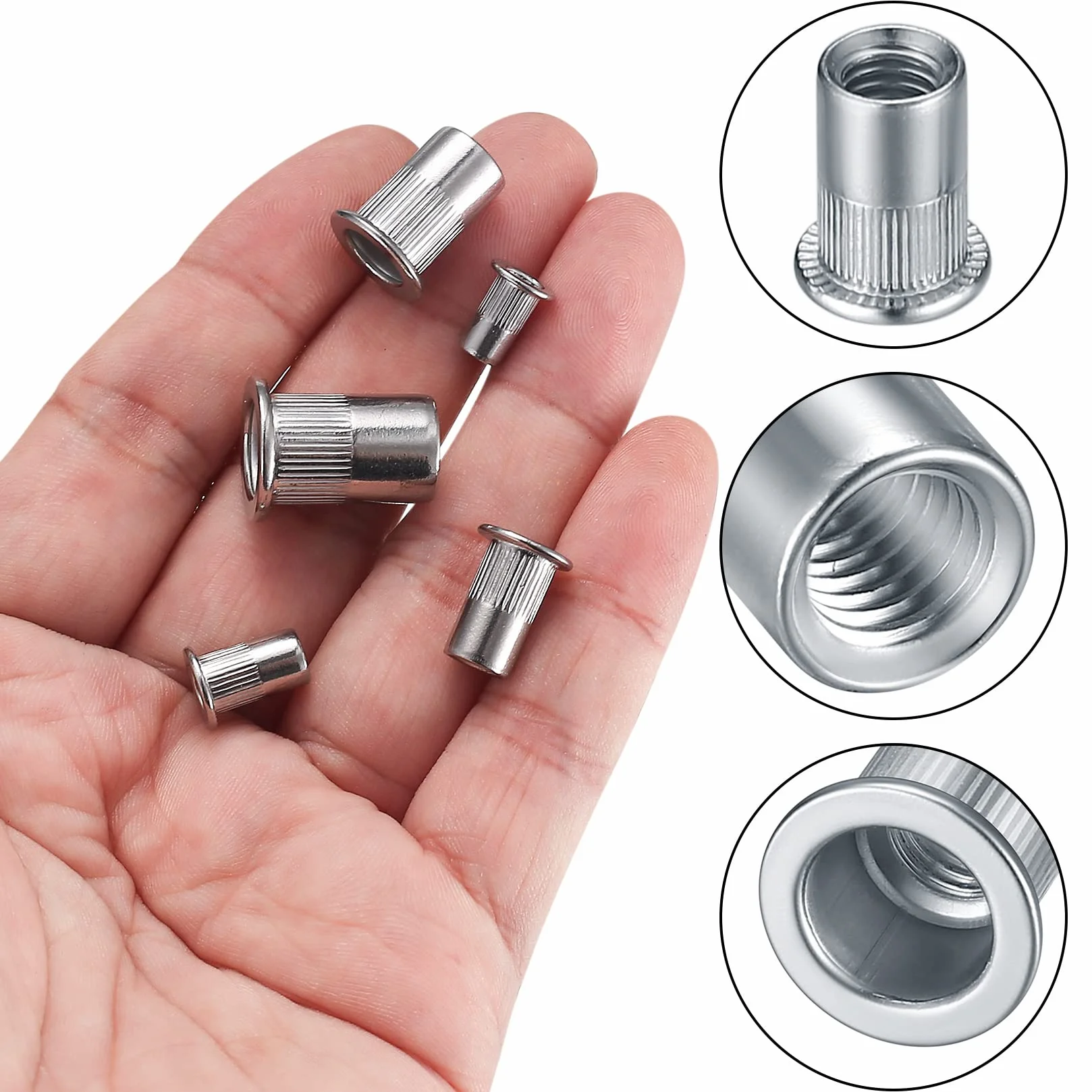 Rivetti Filettati in Acciaio Inossidabile M3 M4 M5 M6 M8 - 50 Pezzi Dado a Testa Piatta
