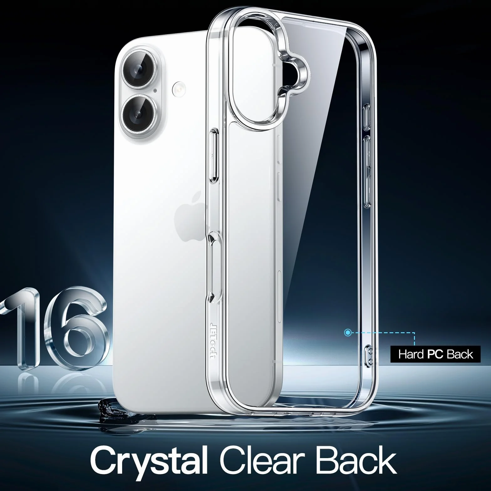 JETech Cover per iPhone 16 6,1 Pollici, Anti Ingiallimento Antiurto Cellulare Paraurti Custodia, Anti-Graffio Retro Trasparente (Trasparente)