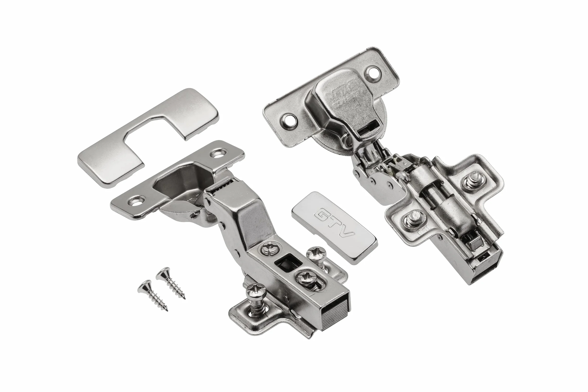 GTV Cerniera Idraulica ECHC per Mobili, Chiusura Ammortizzata, Regolazione 3D, Montaggio Clip-On, per Anta a Sormonto Interno, Diametro 35 mm, Nichel