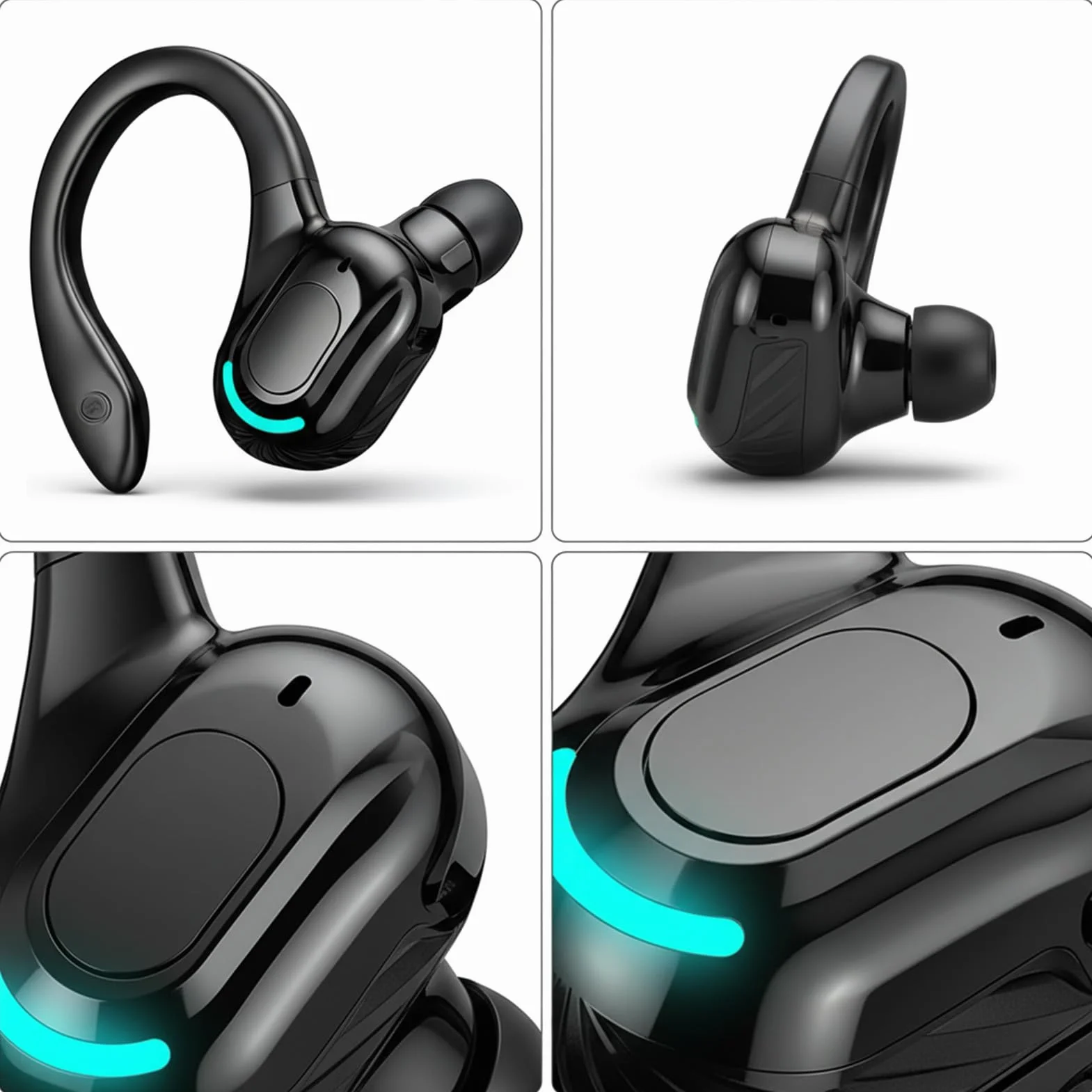 Auricolare mono Bluetooth wireless, durata della batteria di 20 ore, kit vivavoce V5.2 con microfono con cancellazione del rumore per Android, PC, ufficio, sport, auricolare rotante a 360°