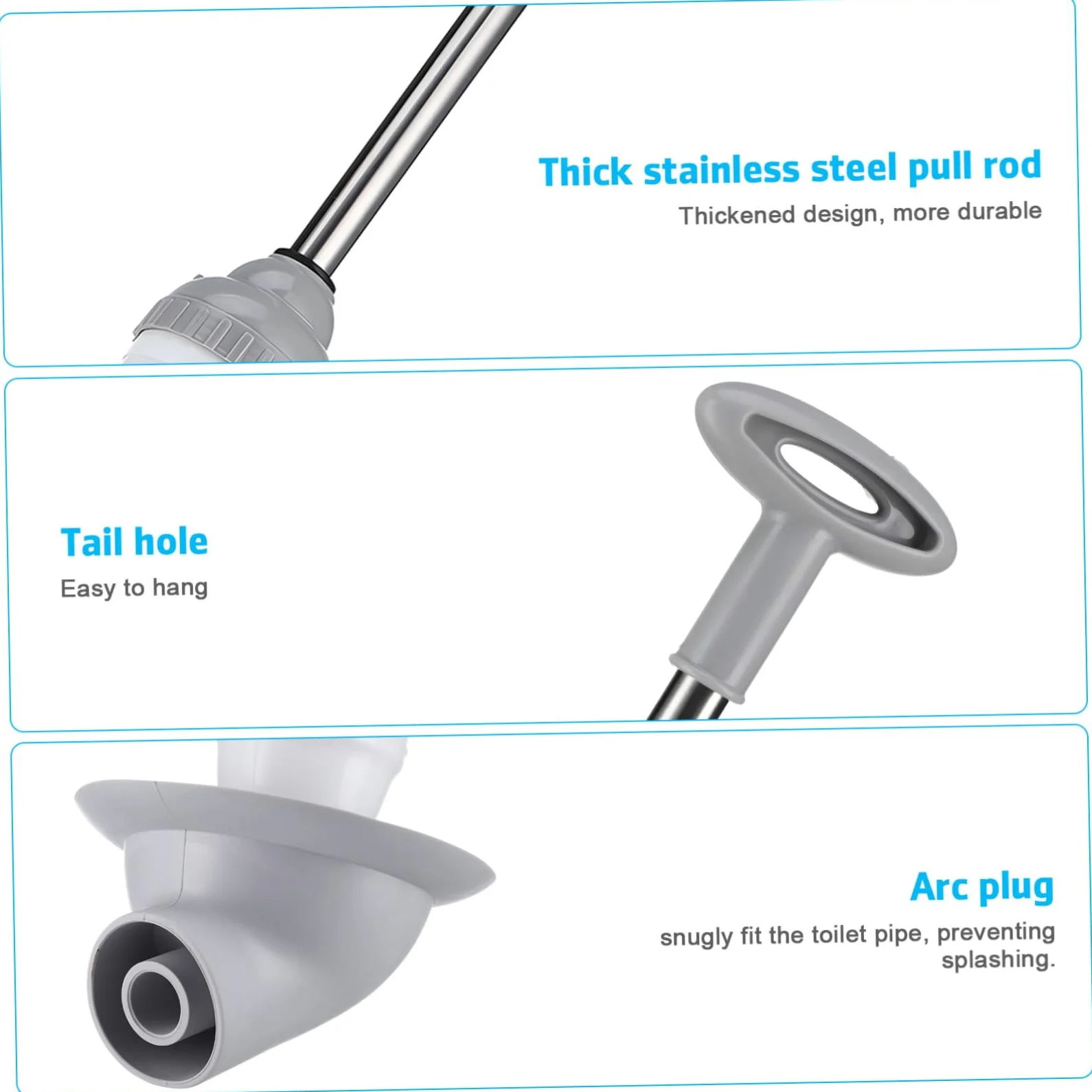 Angoily Sbloccatore WC ad Alta Pressione, Sturalavandini per Scarico Pavimento, Testina Curva, Struttura Robusta in Acciaio Inox e Pp, Bagno e Cucina