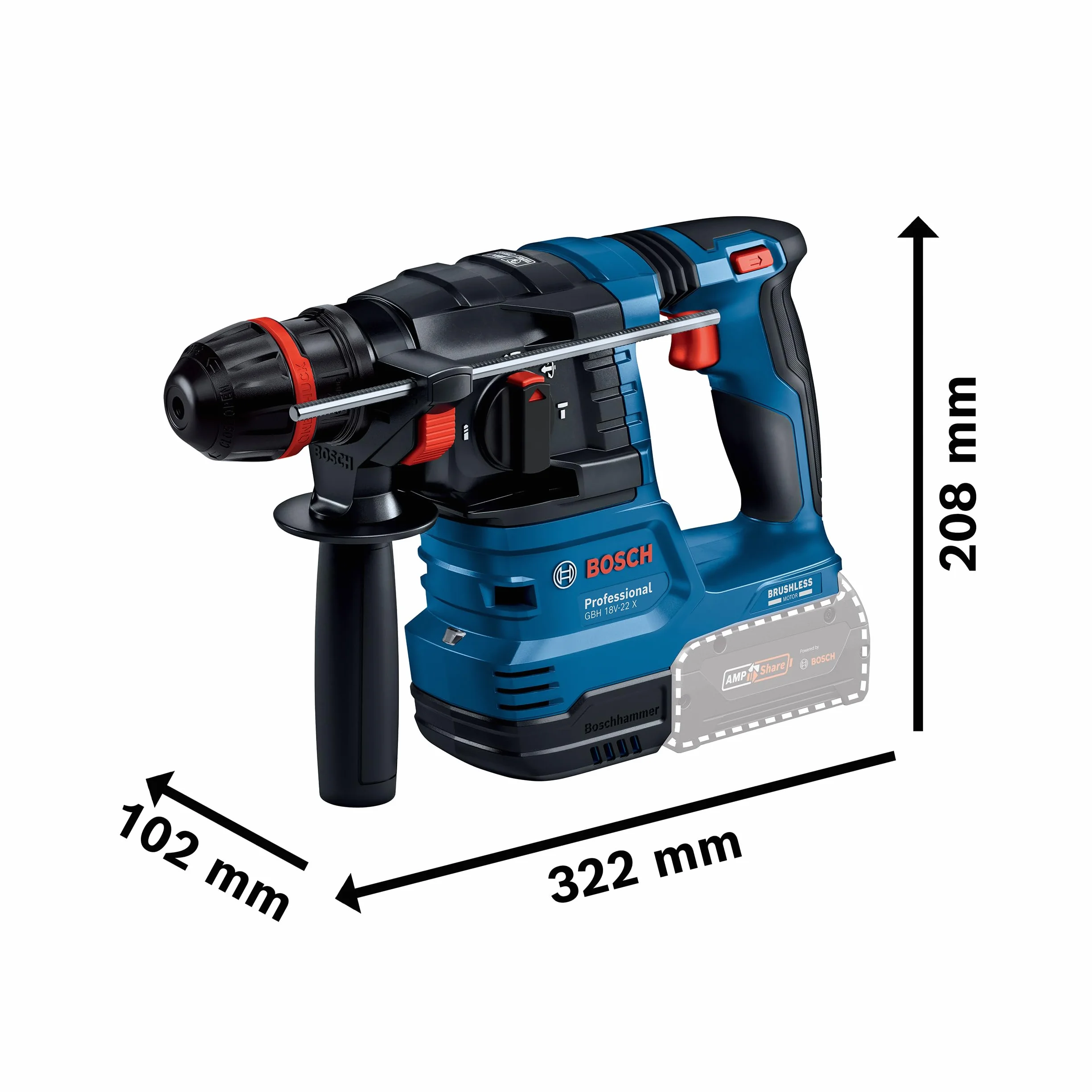 Bosch Professional GBH 18V-22 X Martello perforatore a batteria 18V System L-BOXX 136