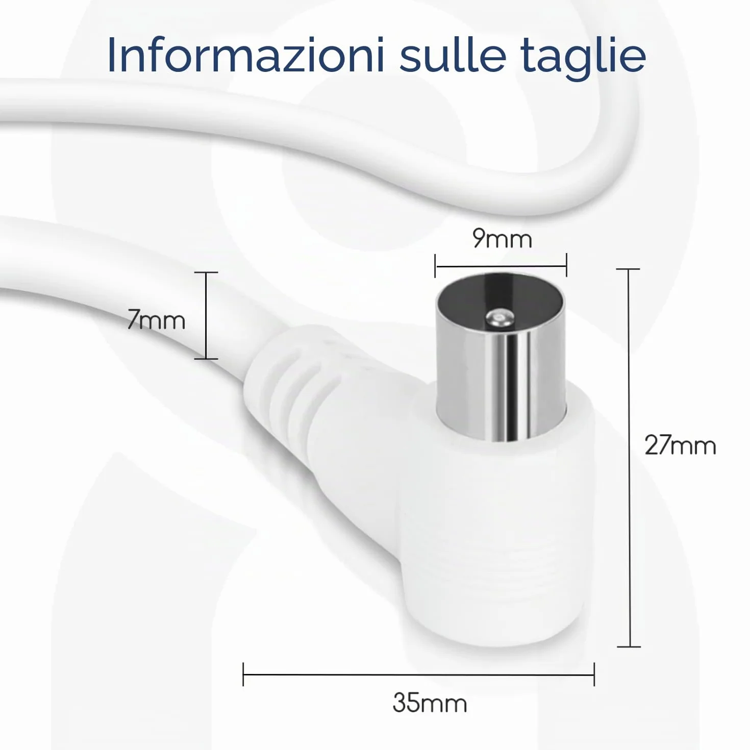 Aigostar - Cavo coassiale per antenna, cavo TV Full HD, angolo 90 gradi, supporta DVB-T, DVB-S, DVB-C, DVB-S2 e HDTV, per TV e radio, bianco, 3 m