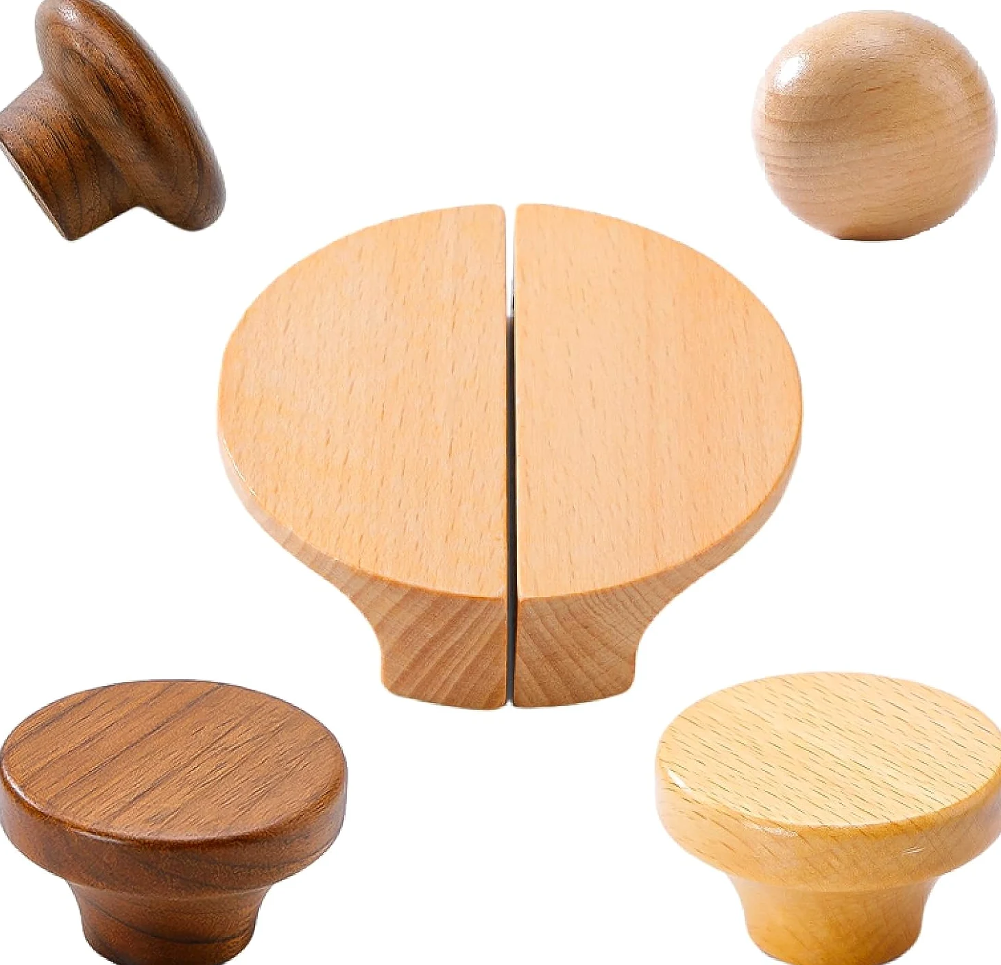 Pomelli per cassetti in legno, maniglie rotonde per armadietti, in legno massello, confezione da 2, diametro 32 mm, ideali per mobili e guardaroba
