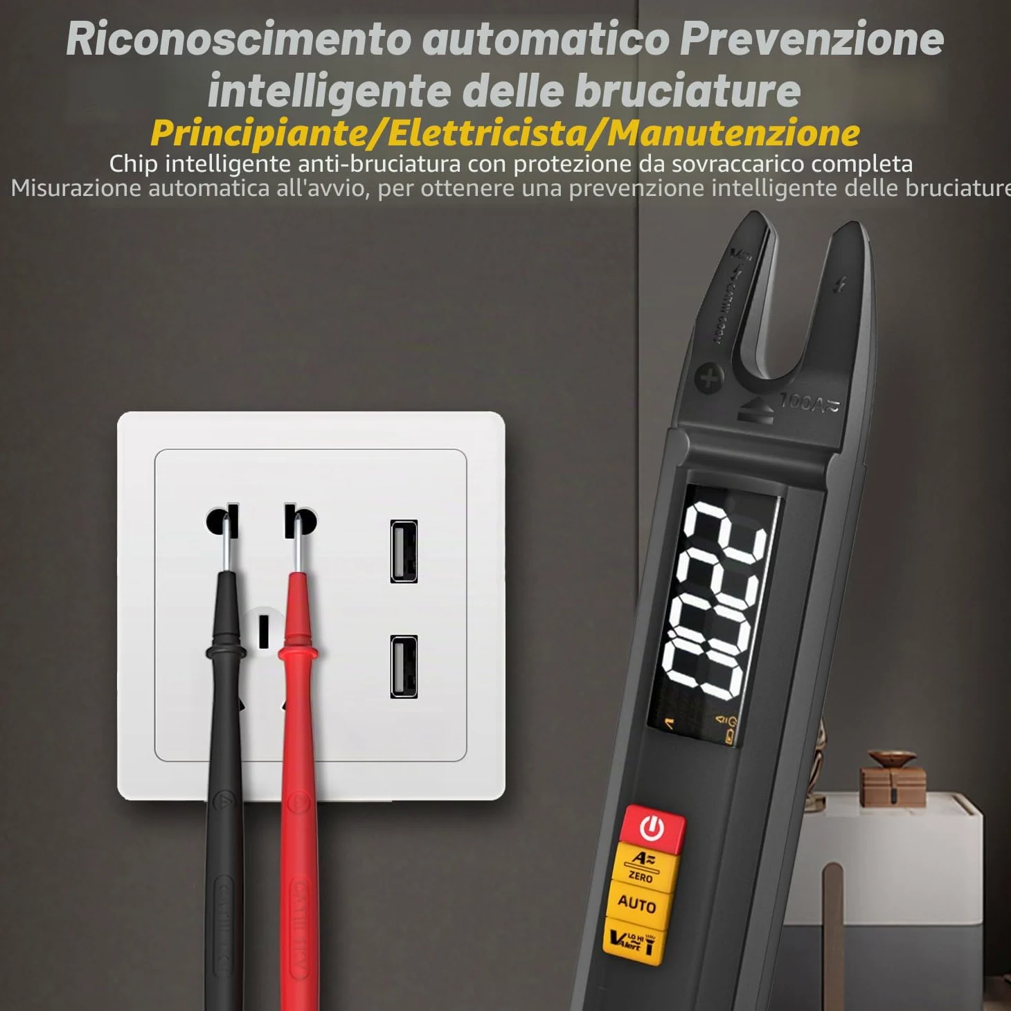 Pinza digitale Meter AC DC Corrente Aperta Mascella Forcella Meter Ricaricabile Auto Ranging Multimetro NCV Amp Volt Ohm Tester Elettrico Tester Forma Penna Tester