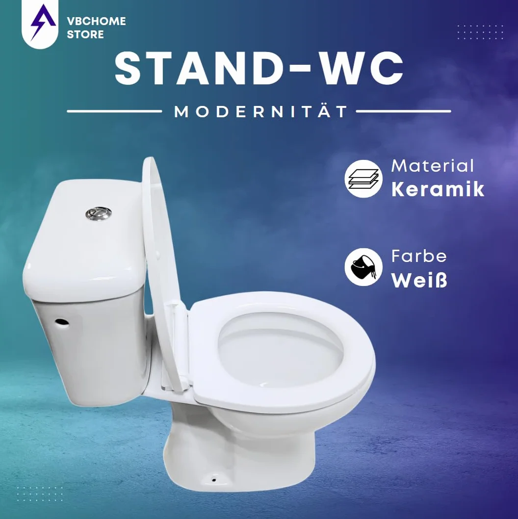 Ceramiczny zestaw WC z sedesem SoftClose, spłukiwanie pionowe