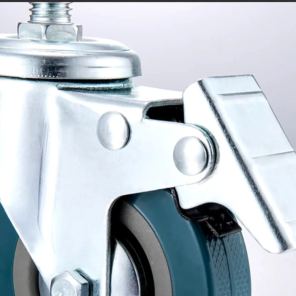 Ruote girevoli da Ufficio da 75 mm, Portata 200 kg, con Freno, Filettatura M10/M12, Ruote per carrelli e mobili.