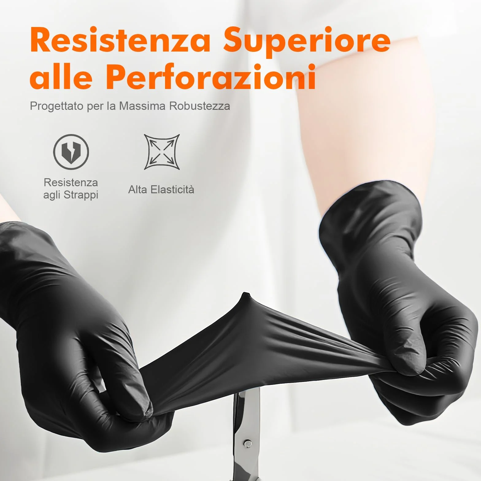 GRIFEMA Guanti in Nitrile Neri 100 Pezzi Taglia, Monouso Senza Polvere e Lattice, Uso Alimentare, Alta Sensibilità Tattile, EN 455/374-M