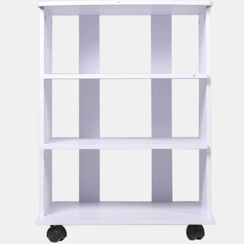 BAKAJI Mobile TV in Legno MDF con 3 Ripiani Porta Console Videogiochi DVD e 4 Ruote Mobiletto Carrello Porta Televisore Design Moderno Dimensione 60 x 45 x 80,5 cm (Bianco)