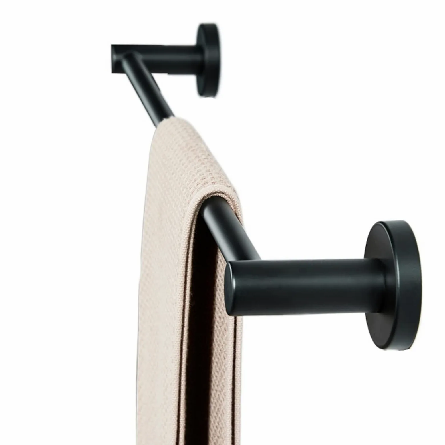 Portasciugamani Nero Opaco ， Portasciugamani Porta Asciugamani in Acciaio Inossidabile SUS304 Porta Asciugamani Nero Singolo Fissato al Muro per Kit Accessori Camera da Letto Cucina (Size :