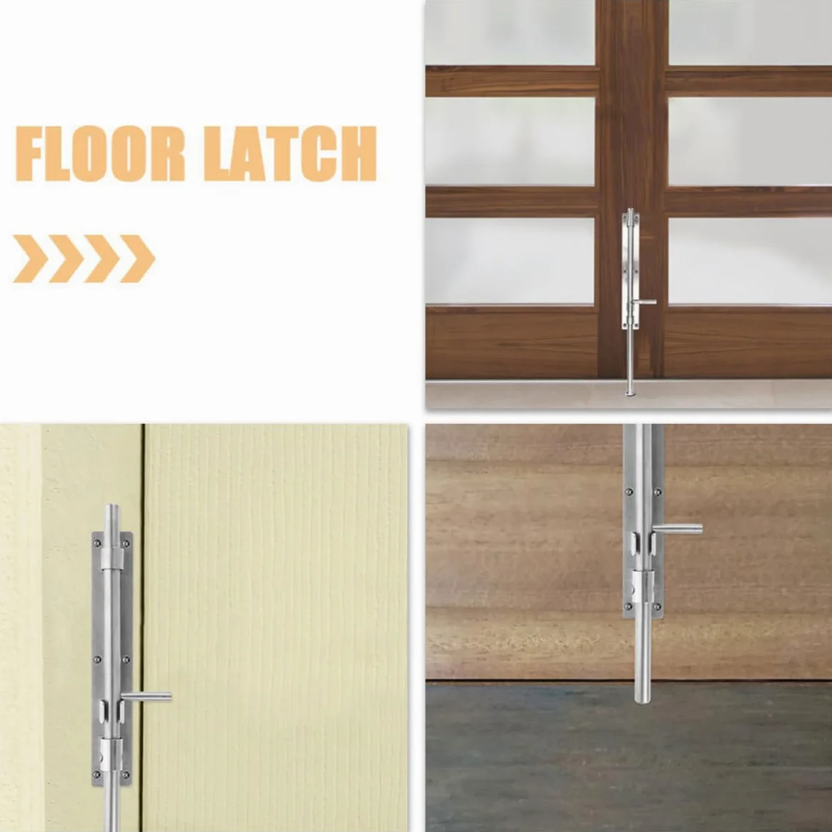 HEALLILY 2 Pezzi Chiavistello in Acciaio Inox, Chiusura Porta Scorrevole, Argento, per Porte e Cancelli, per Ante Singole e Doppie, Sicurezza Casa e Ingresso