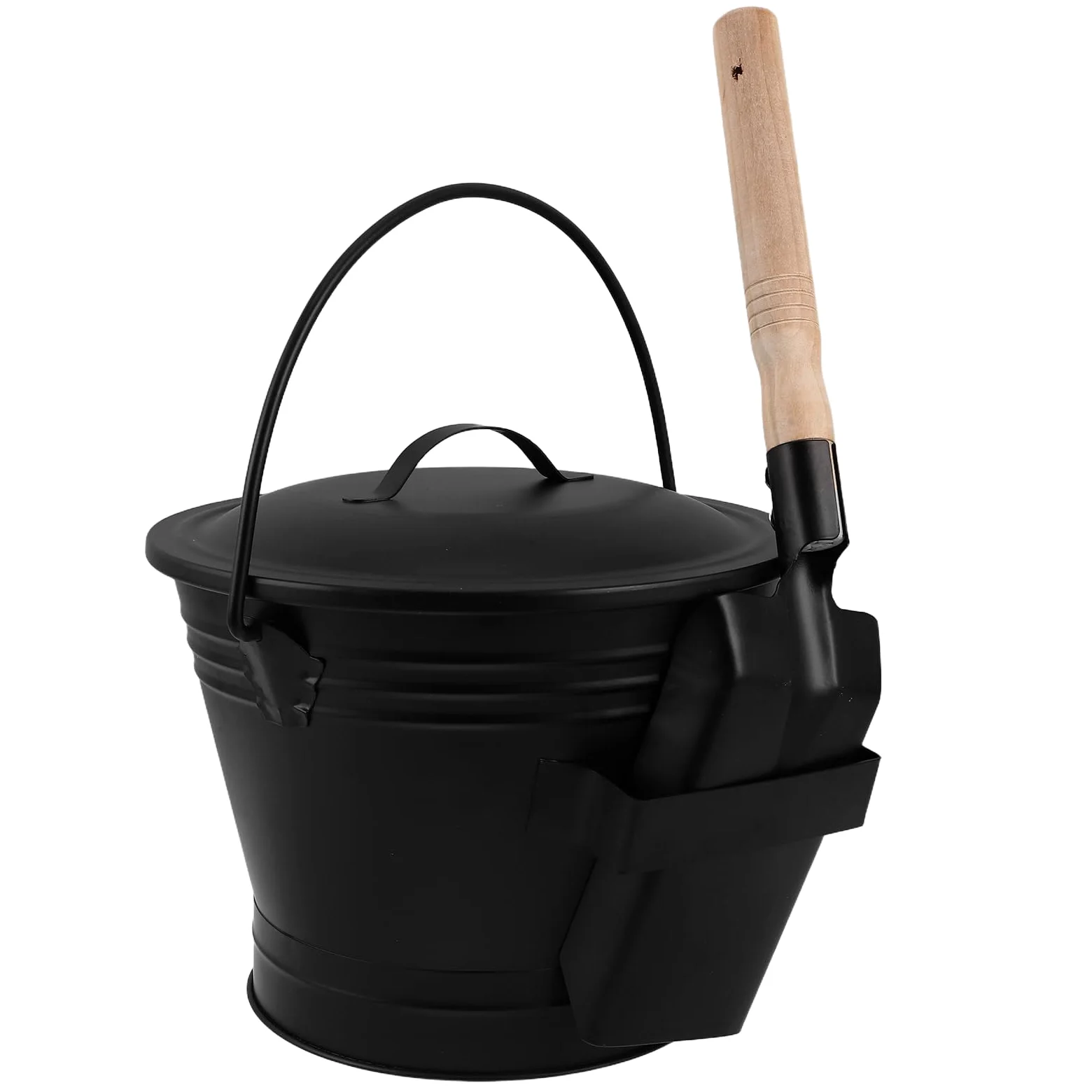 Toyvian Set Secchio per Cenere del Focolare in Metallo con Coperchio e Pala, Attrezzi per Braciere da Giardino, Contenitore Ignifugo per Rimozione Cenere Calda, per Stufa a Legna e Pellet
