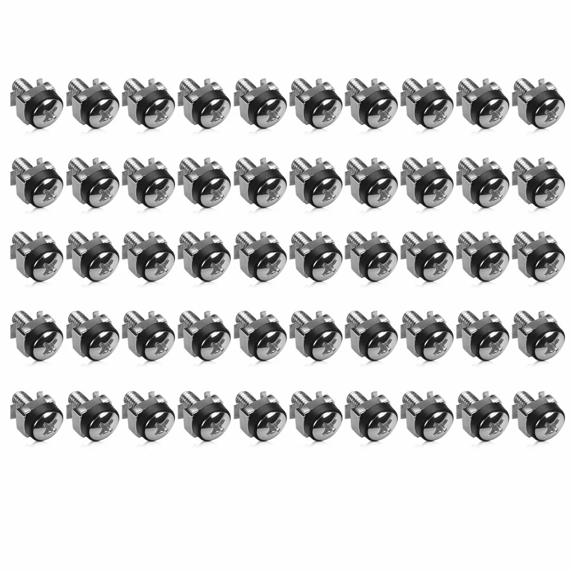 kwmobile Dadi Ingabbiati M6 Set 50 Pz per Rack 10" 19" Argento