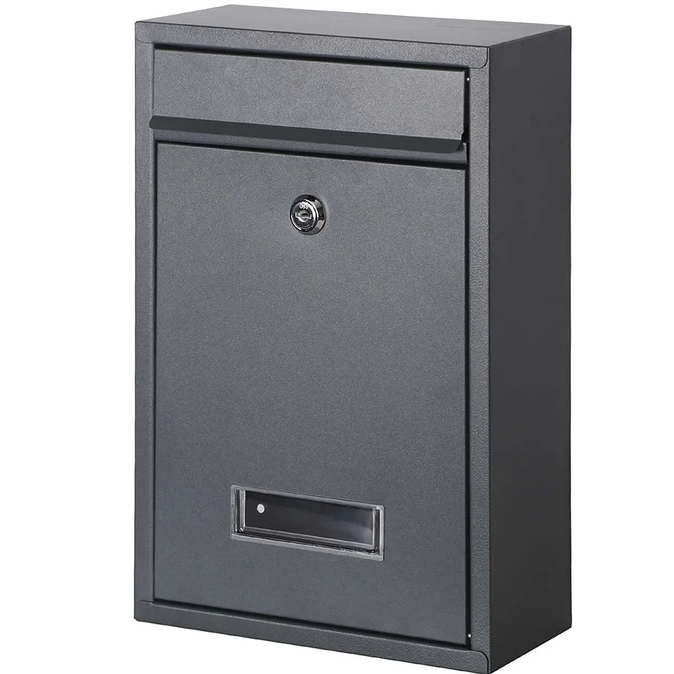 Cassetta Postale da Parete in Acciaio Galvanizzato Buca Lettere per Esterno con Chiusura a Chiave Grigio Antracite