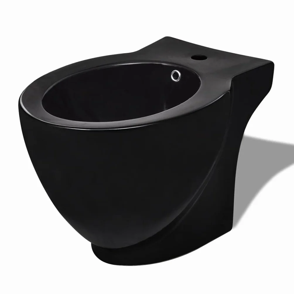 vidaXL Set Bidet e Toilette Ceramica Nera WC Sanitari Bagno