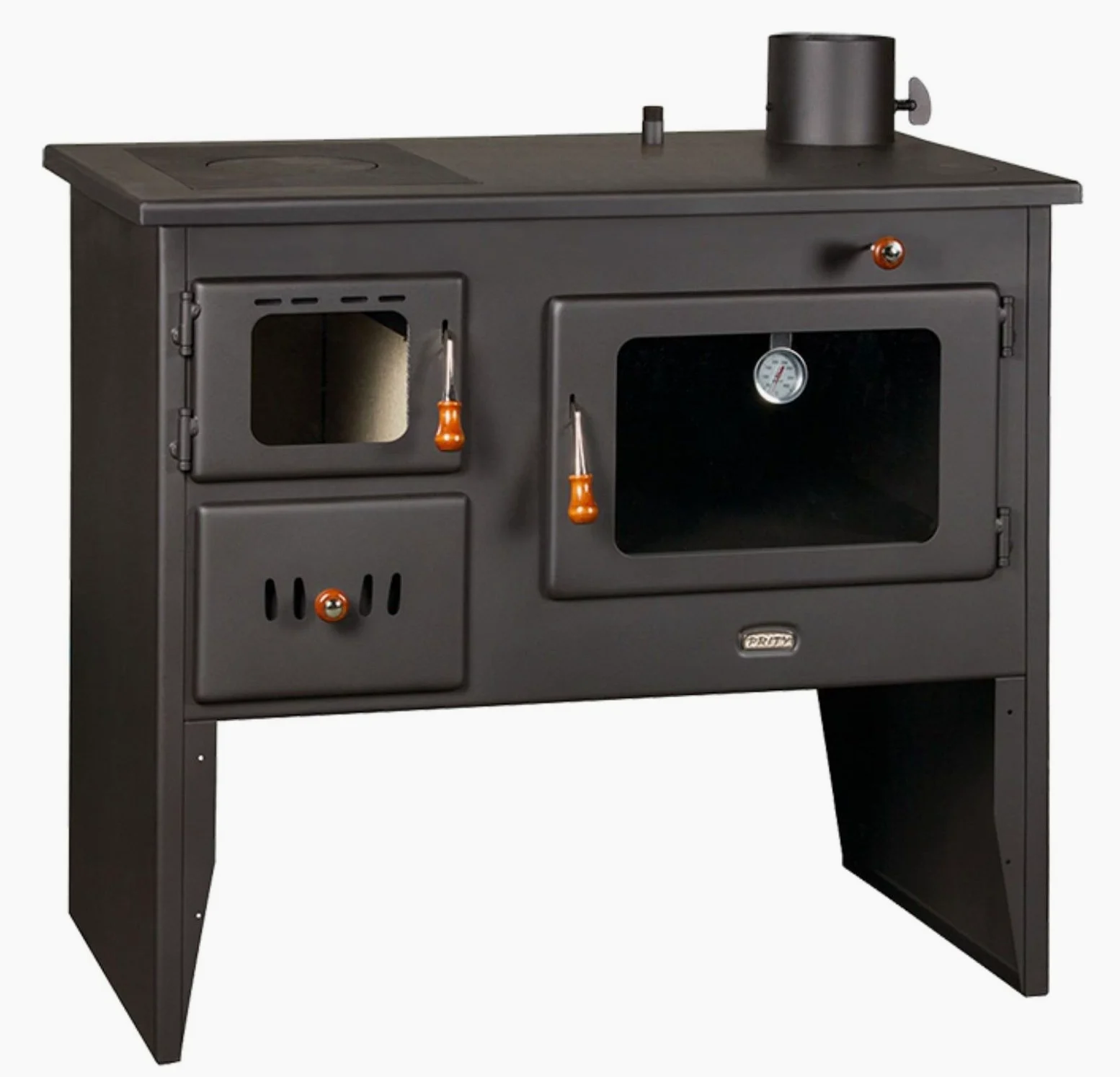 Prity - Stufa a legna, da cucina, in ghisa massiccia, con forno,
