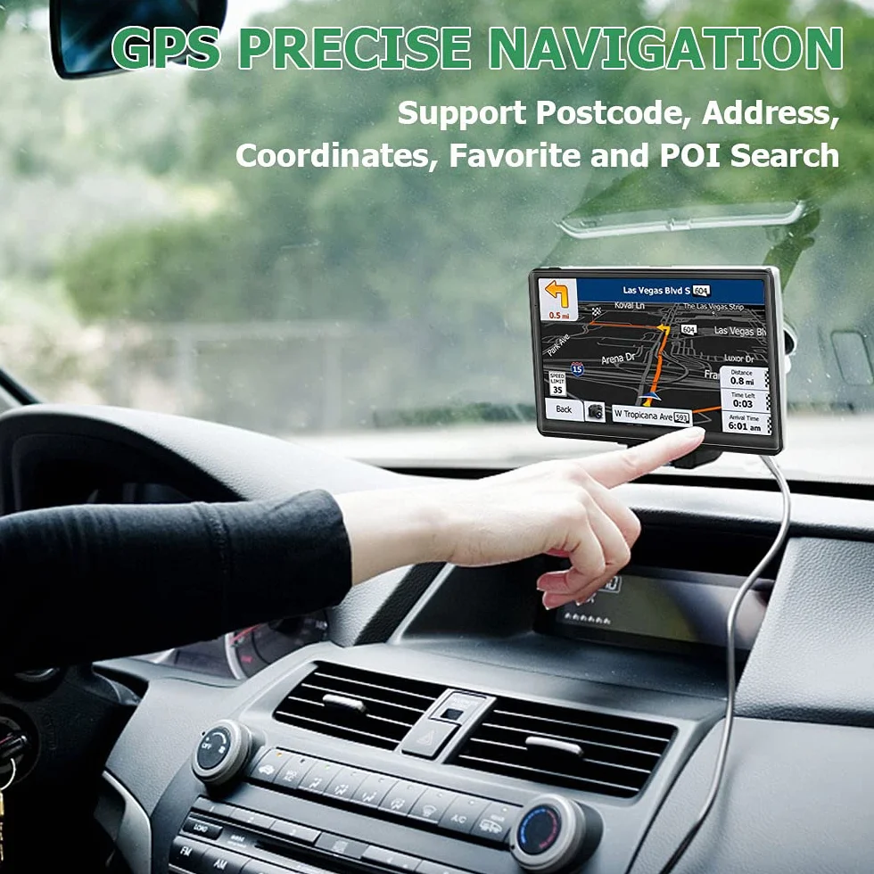 Navigatore satellitare per camion e auto con mappe del Regno Unito ed Europa 2025, 7 pollici, navigatore satellitare per auto, supporto ricerca codice postale, allarme autovelox, guida vocale, POI