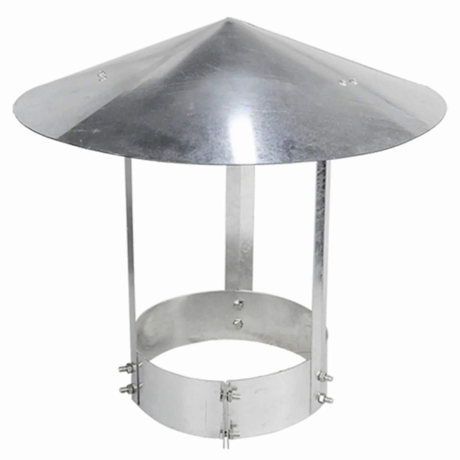 Comignolo in Acciaio Inox con Ampia Falda per Una Protezione ottimale in Qualsiasi Condizione atmosferica su stufe da Esterno, caminetti e Tubi del Tetto.