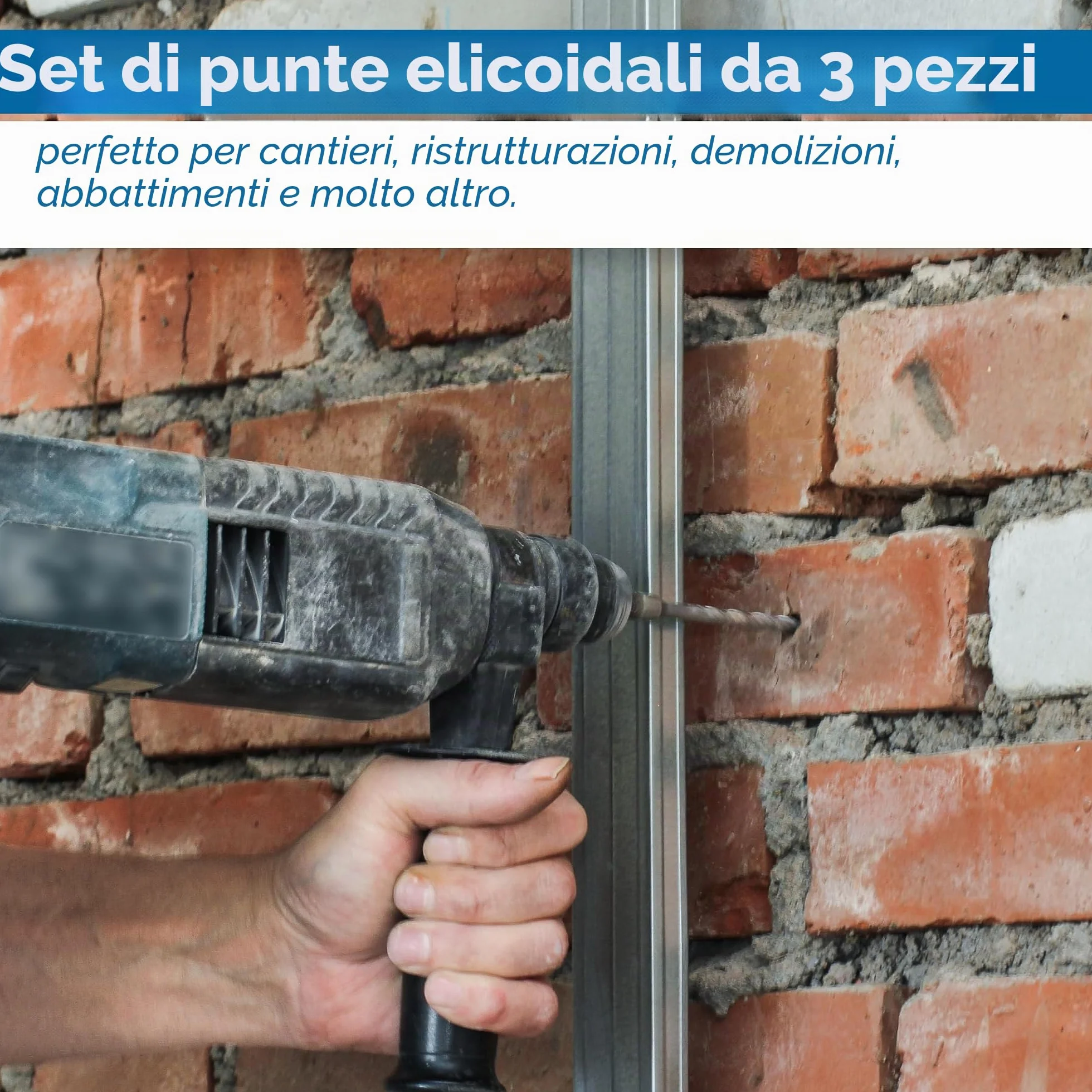 SDS Plus Set 3 Punte Trapano Pietra Ø 10-14-20 mm x 40 cm Muratura Calcestruzzo Metallo Duro