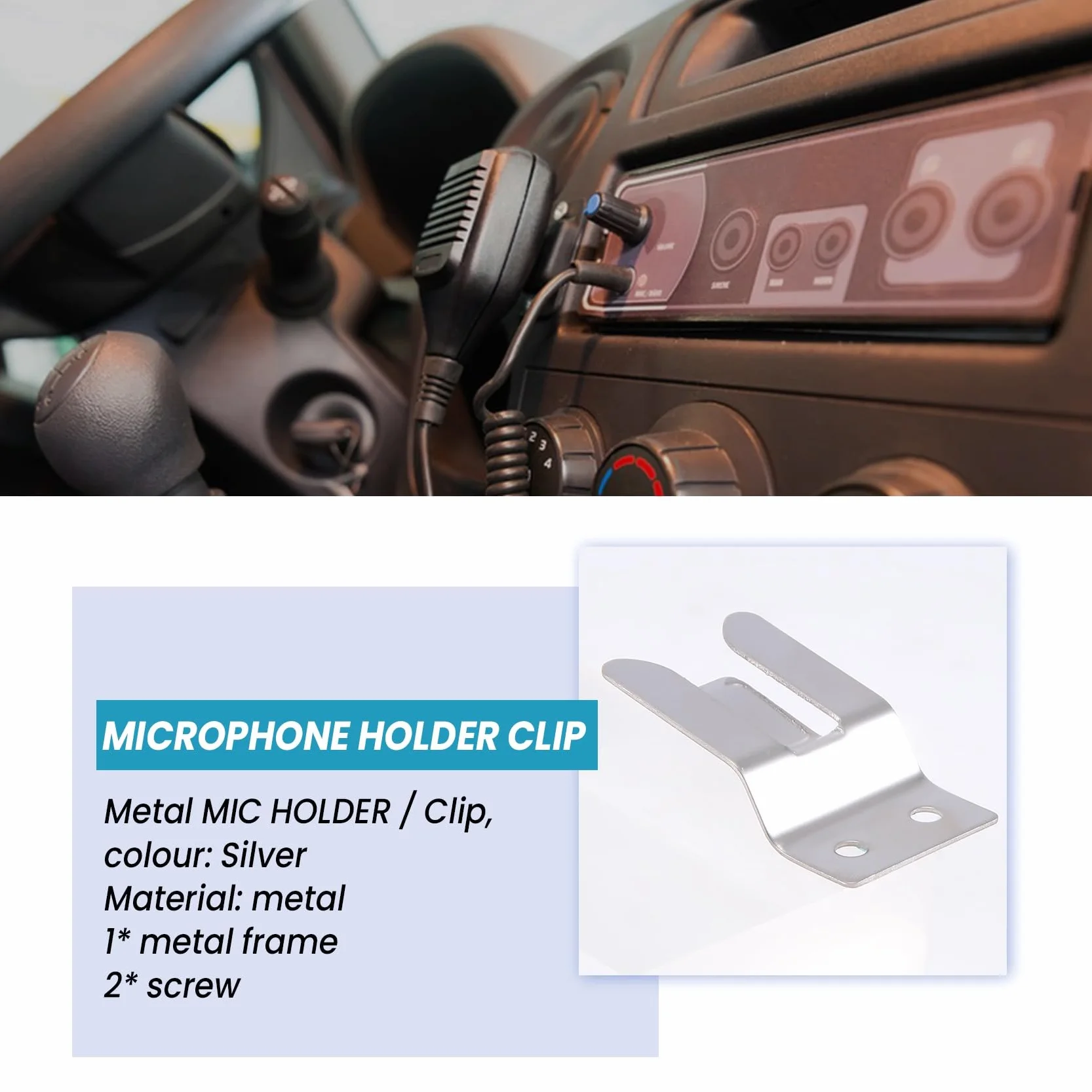 Mic-Supporto/Clip in Metallo - Vite per Radio CB/Ham - MH2
