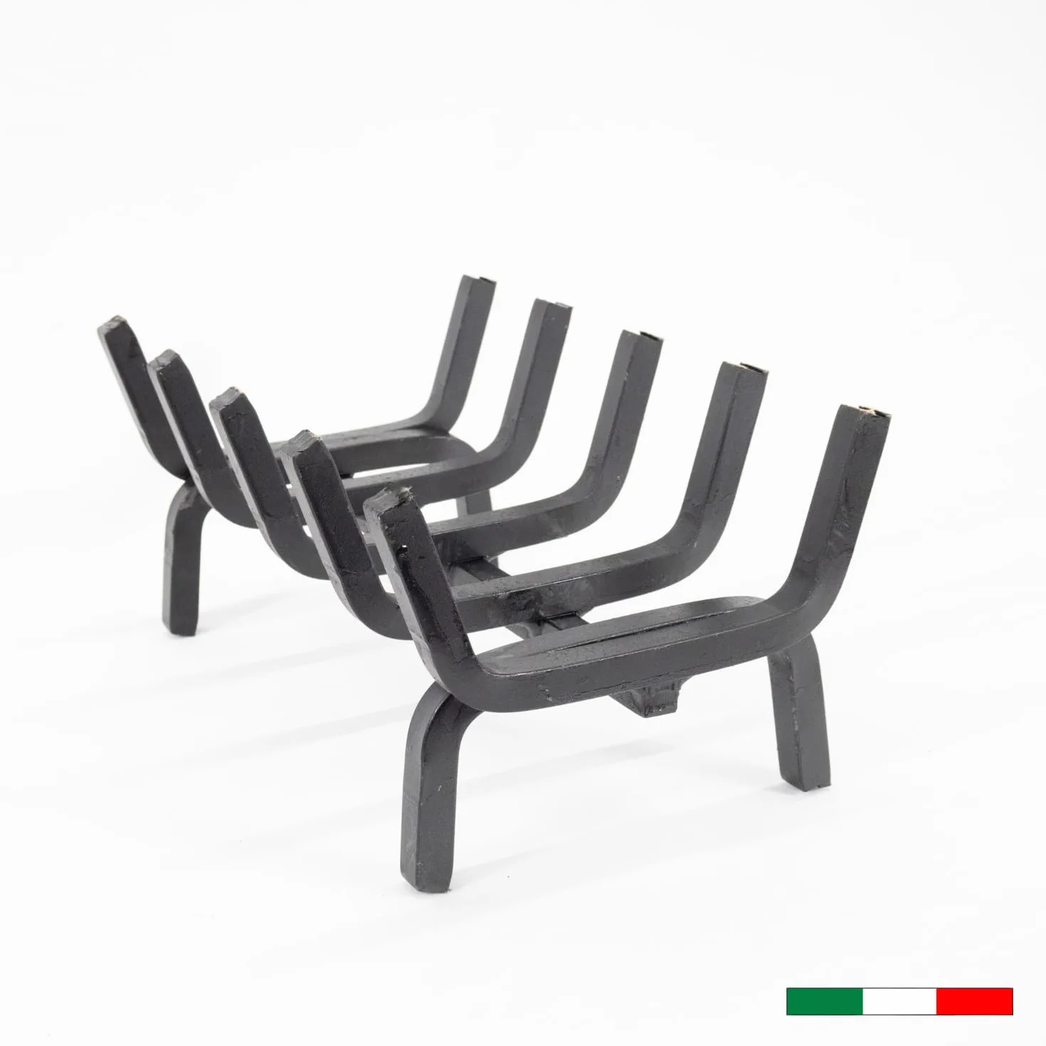 MOHOME Brucialegna per Camino in Ferro Battuto Nero Made in Italy 5 Barre Griglia 30x20x15 cm Braciere per Camino Poggia Legna Piedi Rialzati Portalegna per Caminetti Accessori Attrezzi Camino