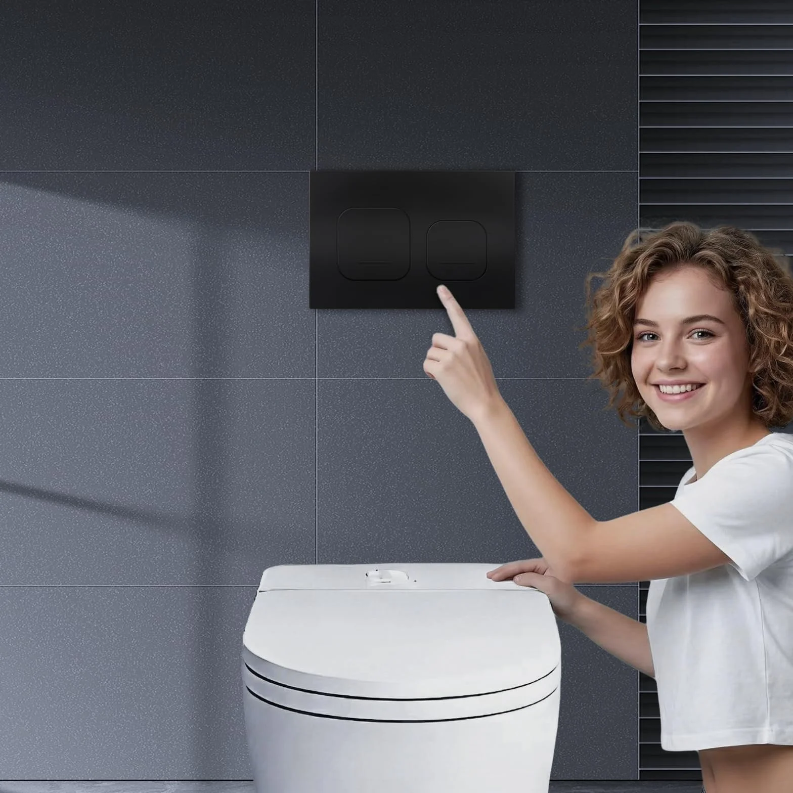 Empyreal Placca di scarico WC Compatibile con Geberit Duofix Sigma e Delta 246 x 164 mm Nero Opaco