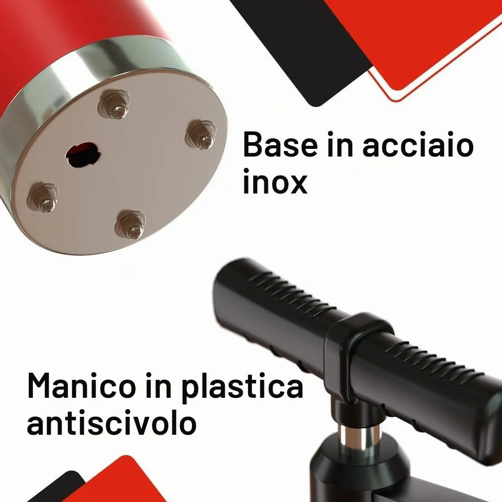 Pompa Stura Scarichi a Pressione con 4 Ventose, Pompa Stura Scarichi a Pressione Stantuffo con Manometro, Aturalavandino ad Aria Compressa, per Vasca da Bagno Cucina Bagno, Rosso