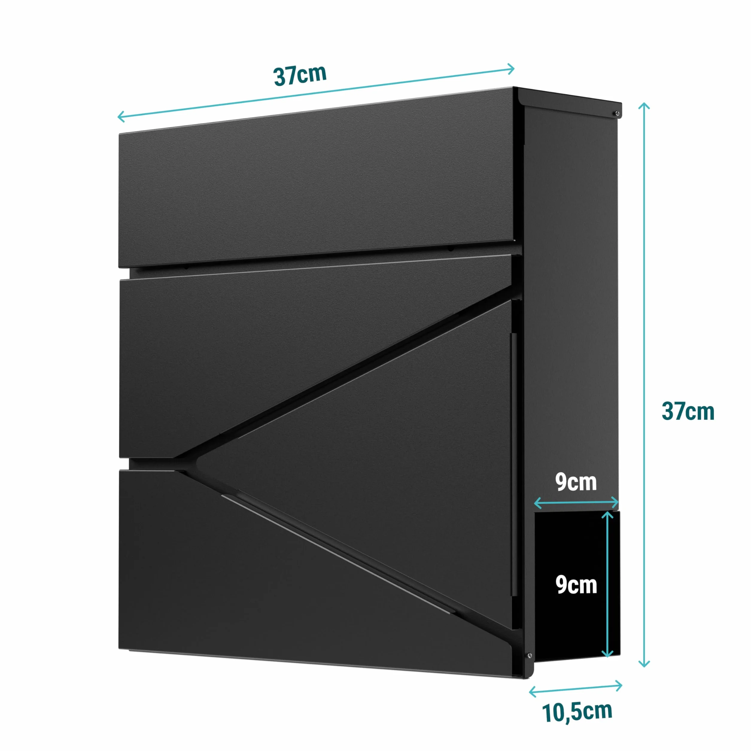 Sillar Cassetta postale da muro acciaio zincato resistente agli agenti atmosferici UV 37×10,5×37 cm antracite 2 chiavi