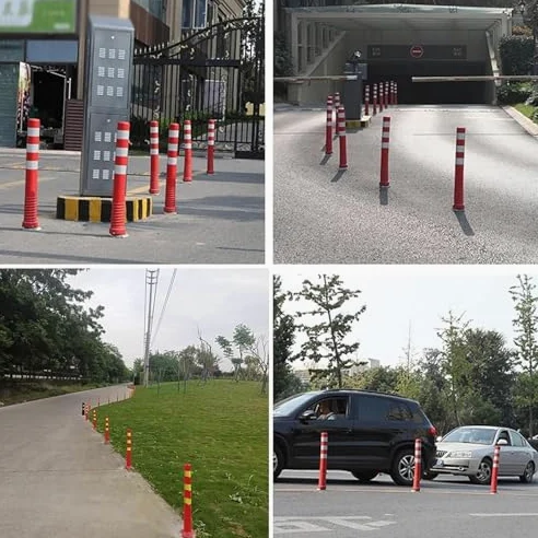 Generico Dissuasore di Sicurezza Riflettente Nero per vialetti - 1 Pezzo. Palo di parcheggio ad Alta visibilità per Maggiore Sicurezza, Controllo del Traffico e Protezione dei Veicoli.