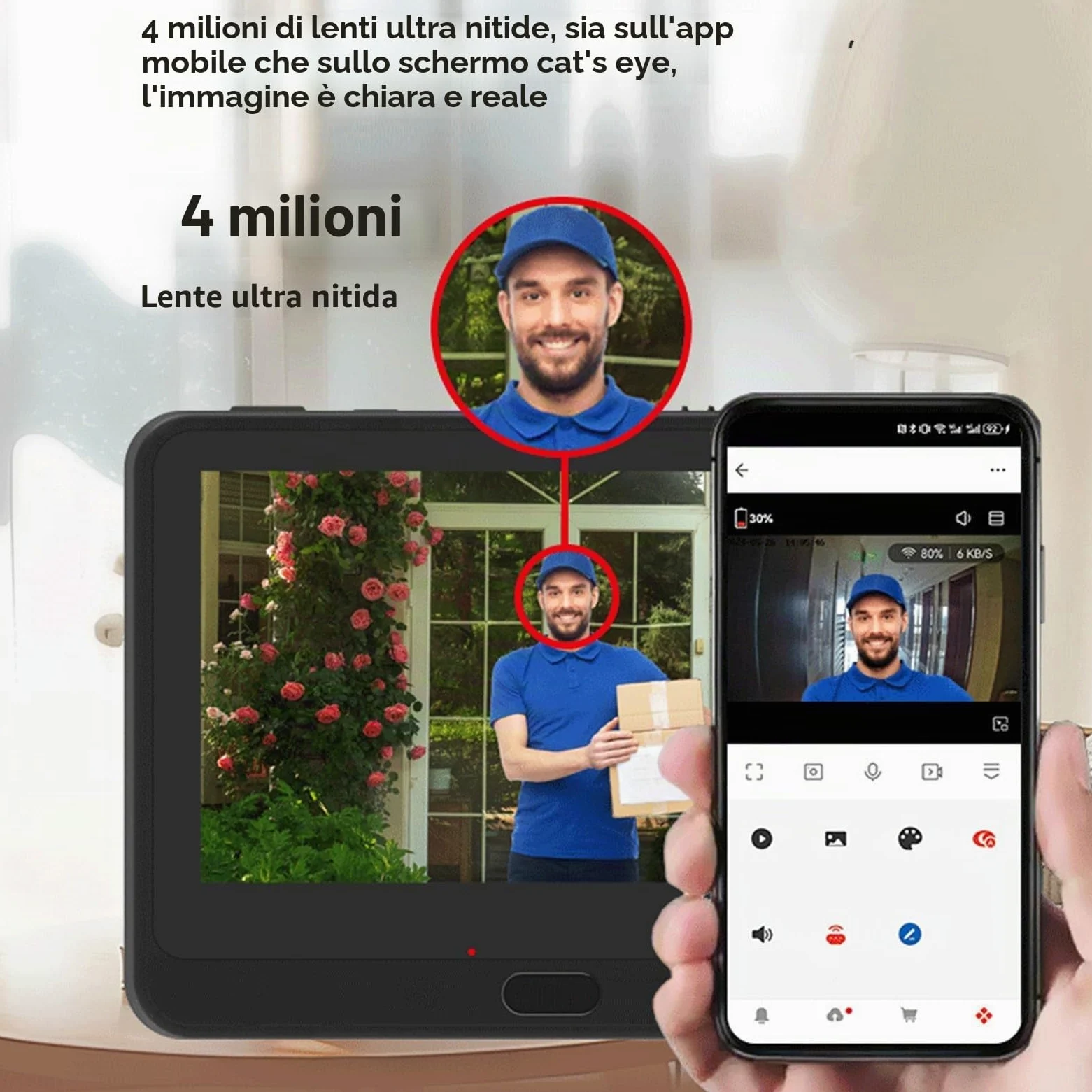 Asixxsix Spioncino Digitale, Spioncino WiFi Intelligente 1080P con Display LCD 4,3 Pollici, Rilevamento del Movimento PIR, Audio Bidirezionale, Visione Notturna, Modifica della Voce