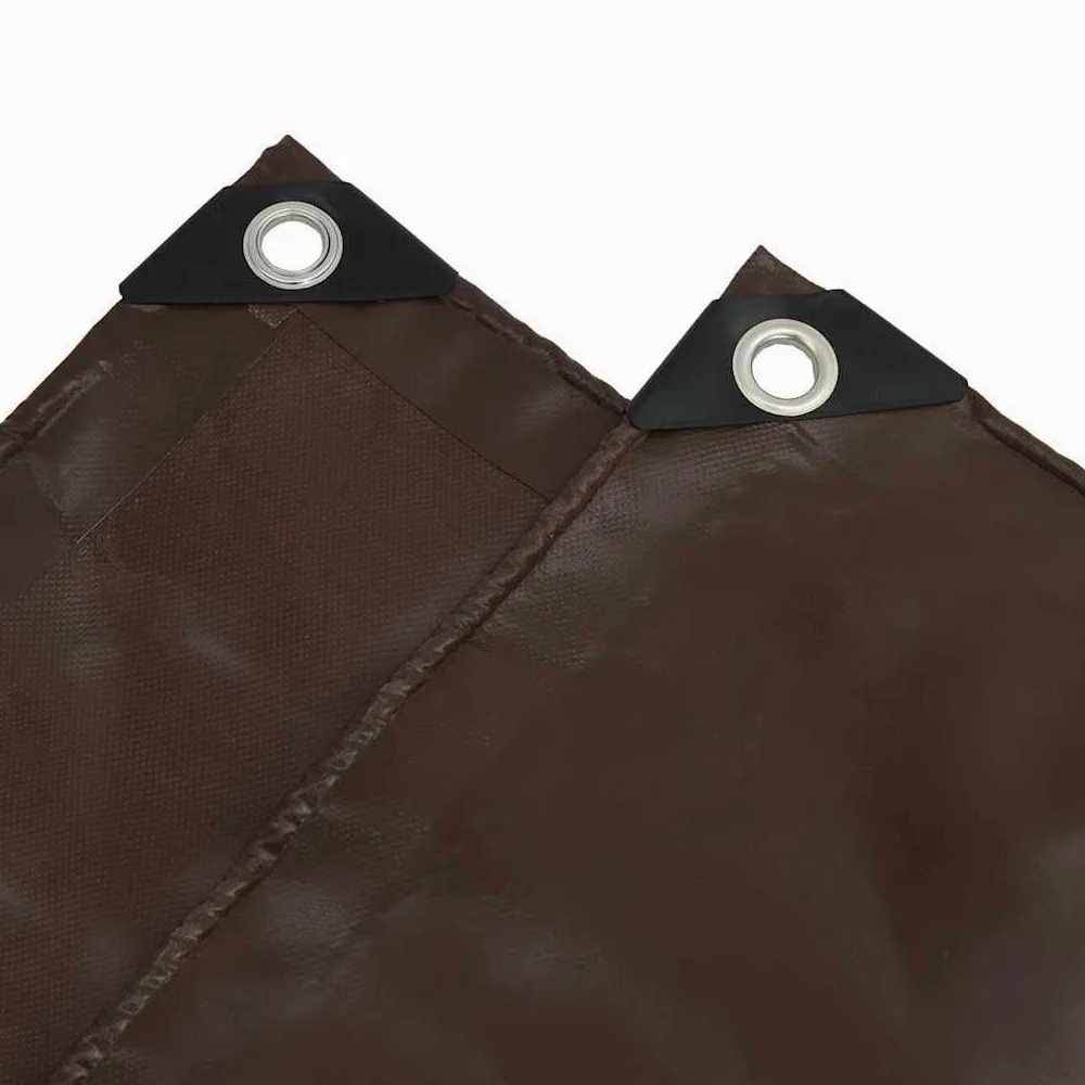 Telone di copertura, 650 g/m², marrone, 4 x 4 m, in tela con rivestimento in PVC, impermeabile, antistrappo, con occhielli, resistente alle intemperie e ai raggi UV, per giardino, campeggio