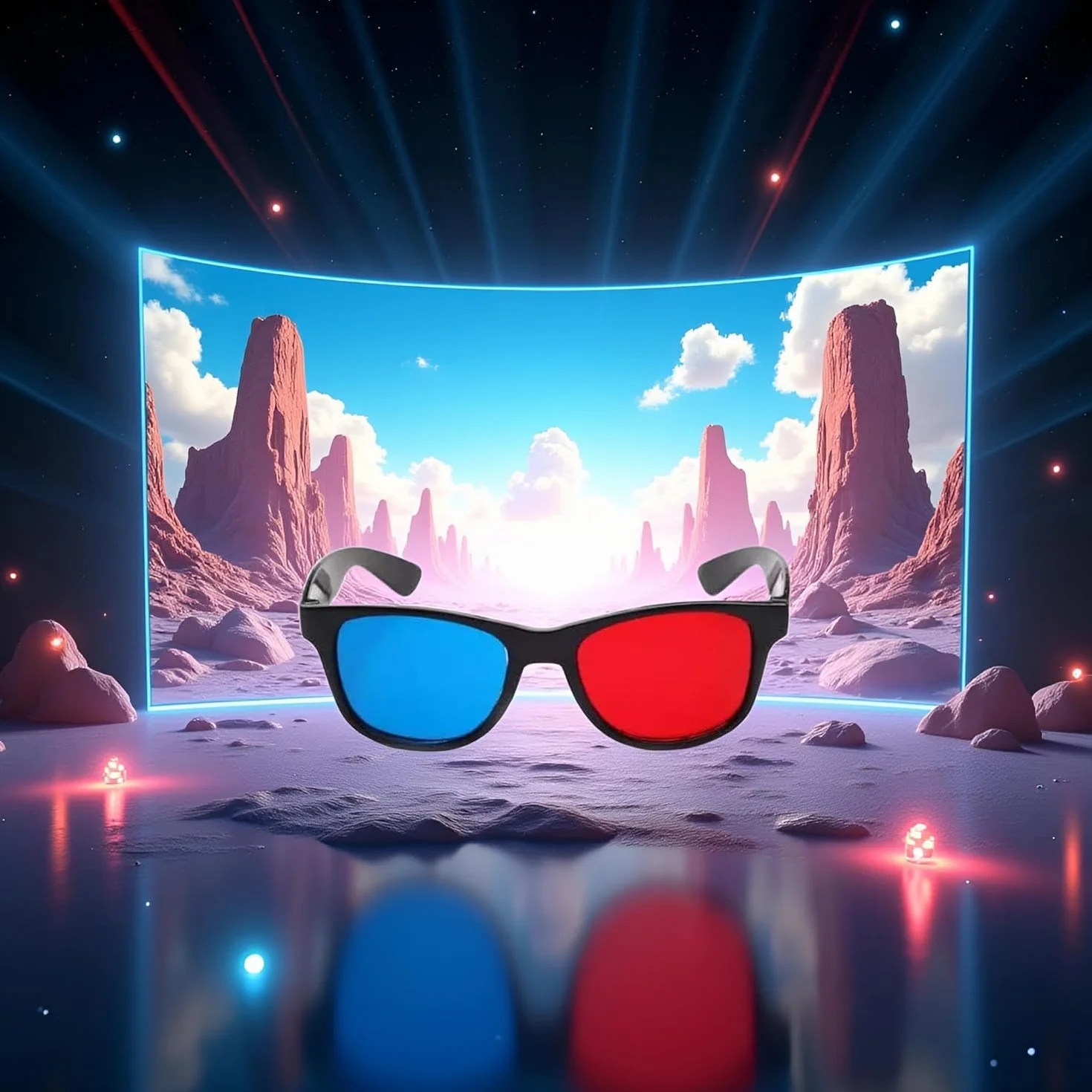 4 occhiali 3D universali rossi e blu per TV cinematografici, cornici 3D, occhiali 3D per videogiochi, per film 3D, occhiali per visione 3D, design semplice e leggero, accessori