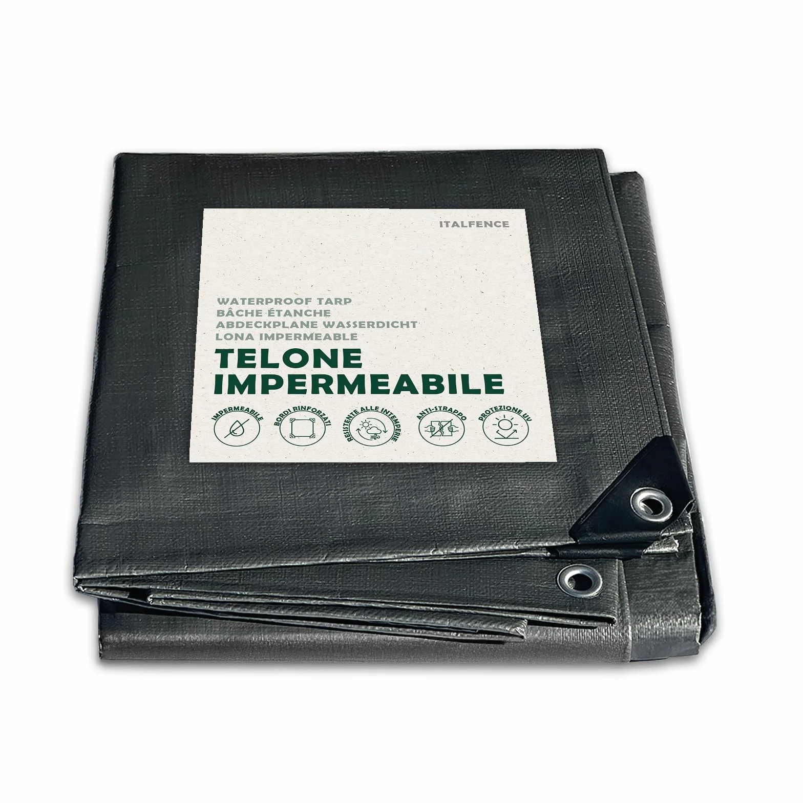Telone impermeabile PE 250 g/m² grigio, occhiellato rinforzato [2 x 3 m]
