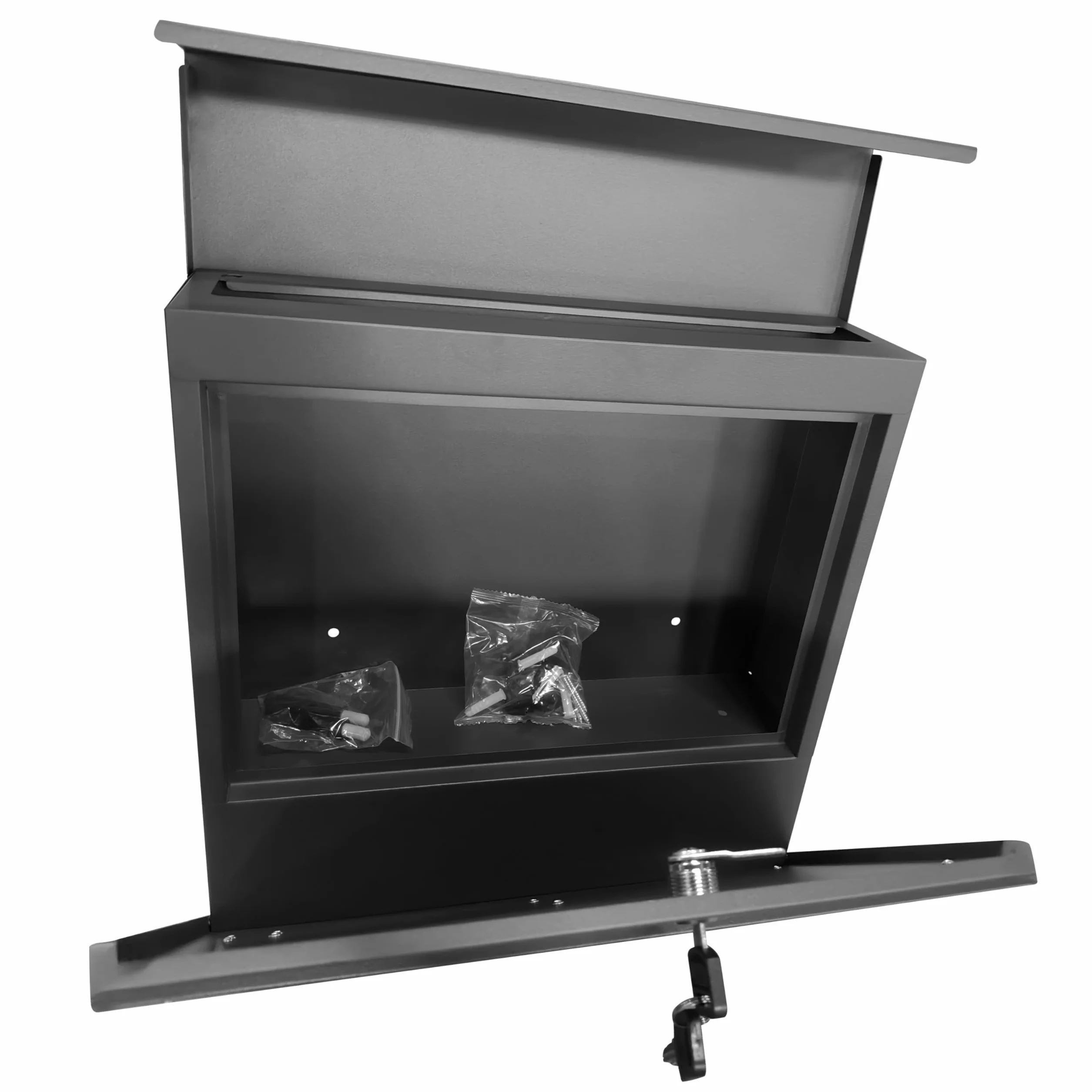 Sillar Cassetta postale da muro acciaio zincato resistente agli agenti atmosferici UV 37×10,5×37 cm antracite 2 chiavi
