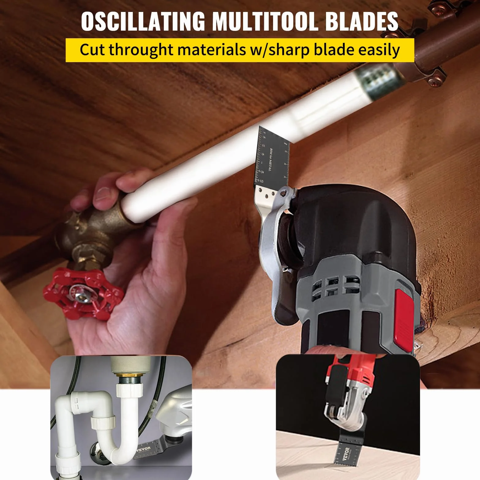 VEVOR Set di Lame Oscillanti 100 Pezzi in HCS per Utensile Multifunzione Taglio di Legno, Kit di Lame Multifunzione Totale 100 Pezzi Sostituibili per Taglio Plastica Legno