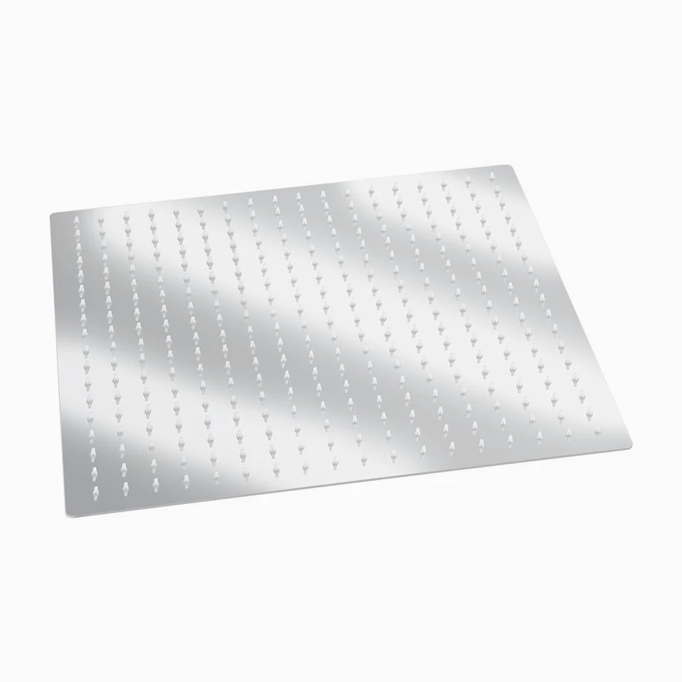 50 x 50 cm Soffione Doccia a Pioggia in Acciaio Inossidabile, Soffione Rettangolo Ultrasottile da 16 Pollici, Soffione doccia a Incasso Tondo ad Alta Pressione e Risparmio Idrico per Bagno, Argento