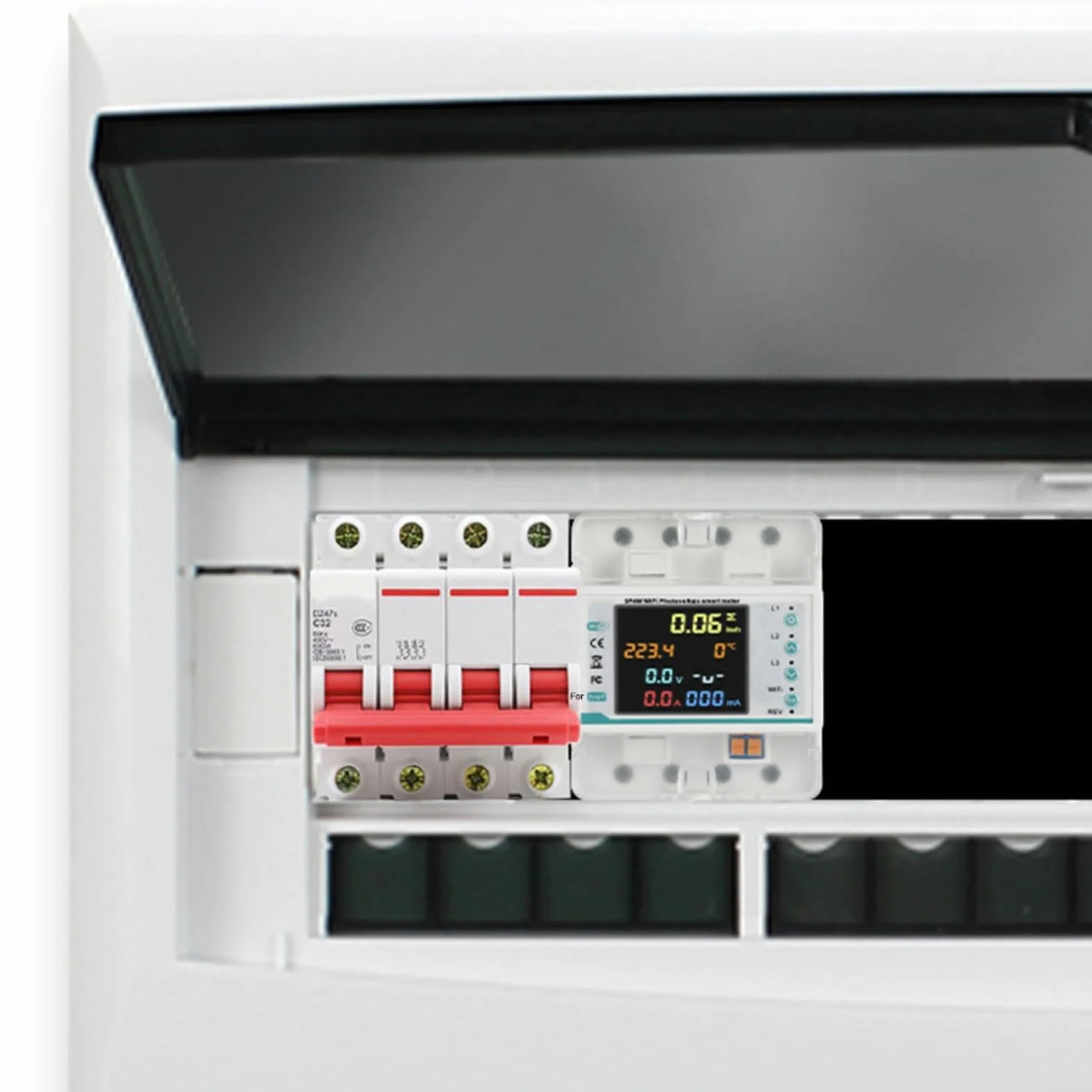 Smart 3 Phase WiFi Contatore di energia 100A Display LCD Monitor di energia Analizzatore di consumo energetico con protezione da sovratensioni per il sistema solare domestico industriale