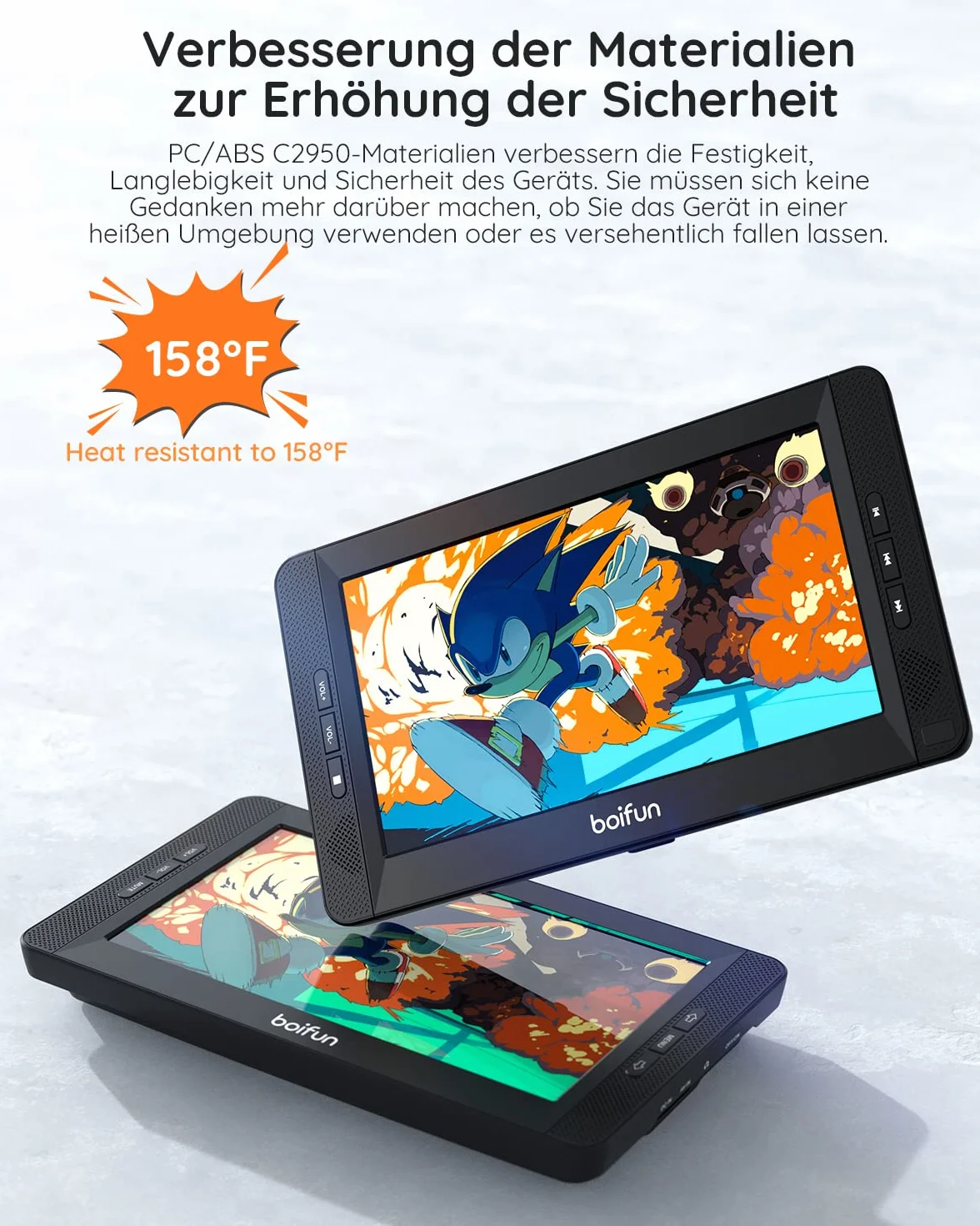 BOIFUN Lettore DVD Auto 2 Schermi 10,5'' con batteria 7 ore per TV portatile, poggiatesta 2 monitor 1024 * 600 HD, supporto poggiatesta USB AV IN/Out FM