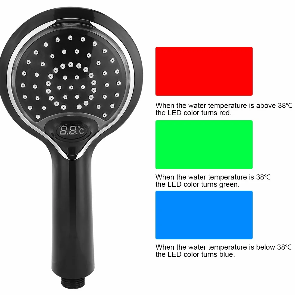 Soffione doccia a 3 colori con cambio automatico con display digitale della temperatura. Soffione doccia a soffione con soffione portatile ( batteria aggiuntiva necessaria)