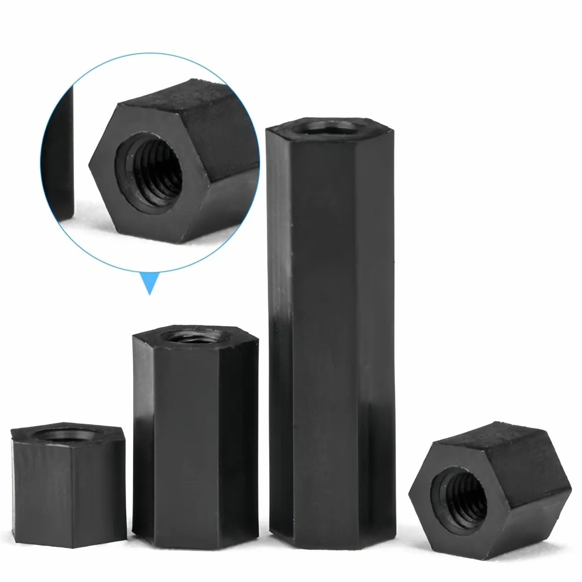 Distanziatori Esagonali Nylon Nero M4 30 mm Femmina-Femmina 20 Pezzi