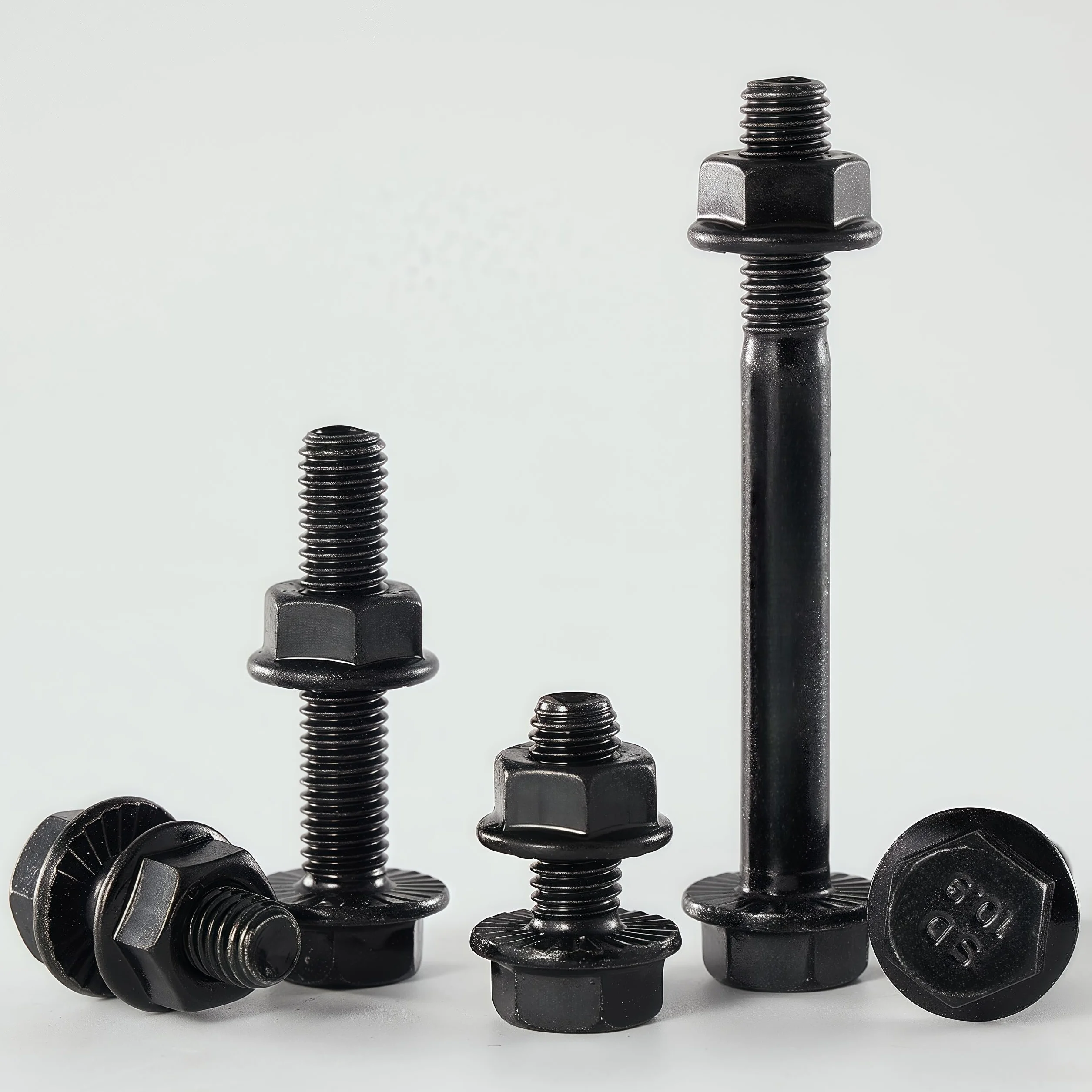 M10 1,5 x 80 mm viti a flangia con dado classe 10,9 acciaio in lega rivestimento zinco nero filettatura parziale autobloccante