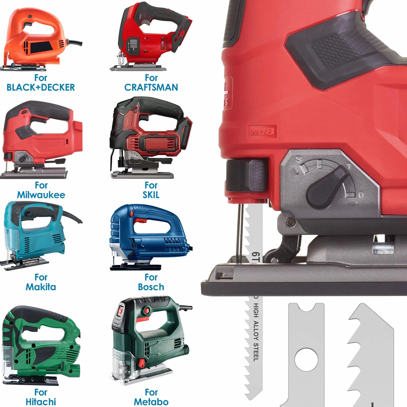 Set di 28 lame per seghetto alternativo professionale a fusto U, lame per seghetto 6TPI/8TPI/10TPI/14TPI/18TPI/24TPI/32TPI per legno, plastica e metallo, 85mm e 100mm
