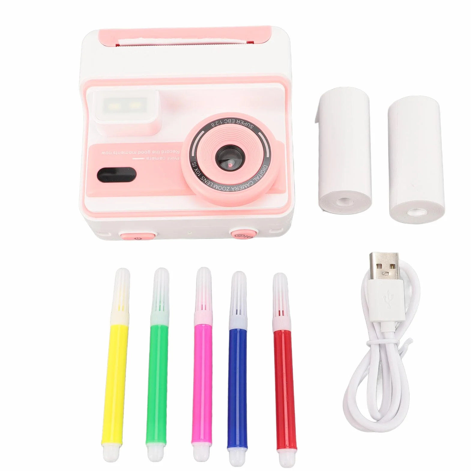 Fotocamera a Stampa Istantanea, Regali di Compleanno di Natale per Ragazze e Ragazzi, HD 1080P 48MP Schermo da 2,4 Pollici Zoom 16X Flash Videocamere Digitali per Bambini (PINK)