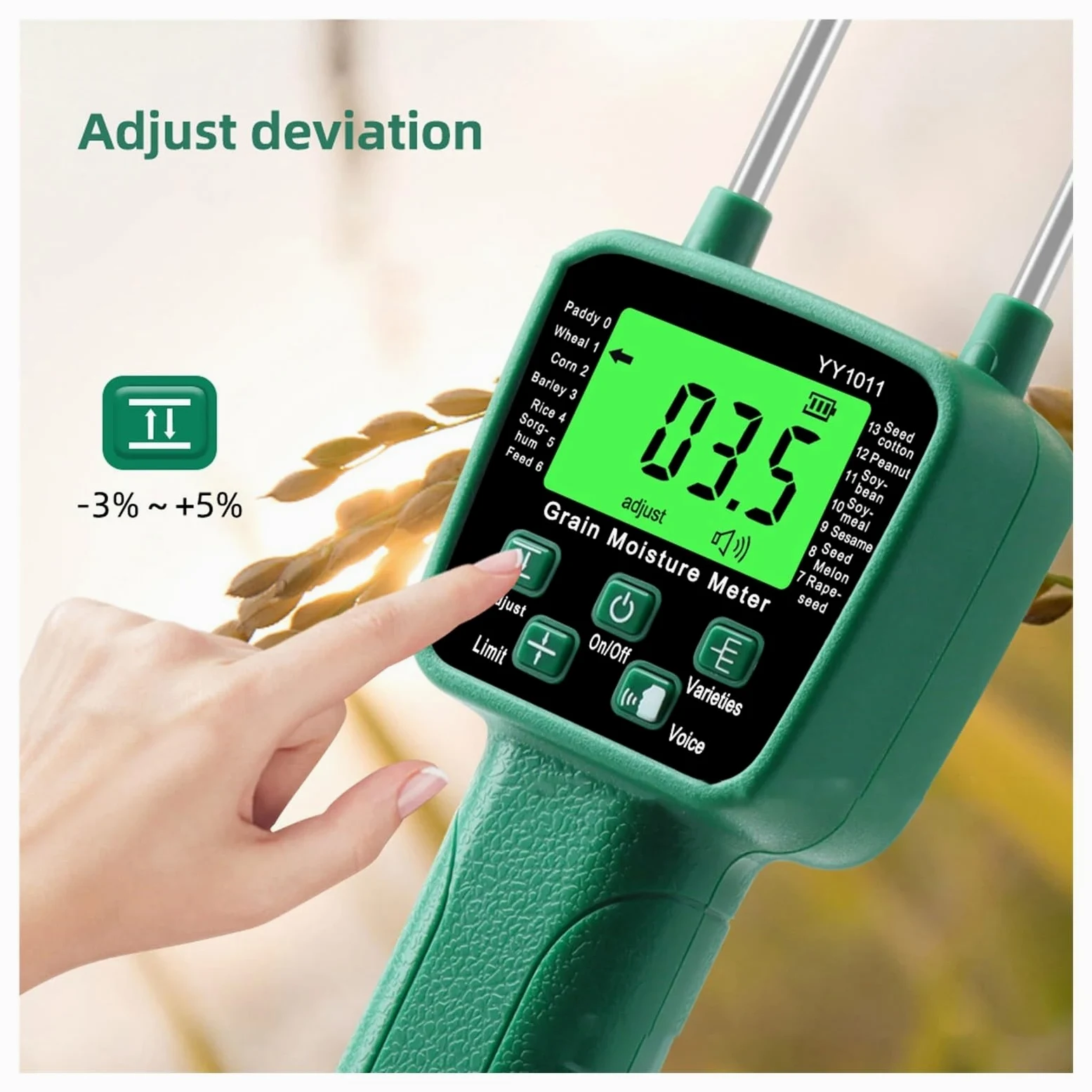 Misuratore Di Umidità Del Fieno Grano E A Soia Display LCD Con Trasmissione Vocale,Controllo accurato