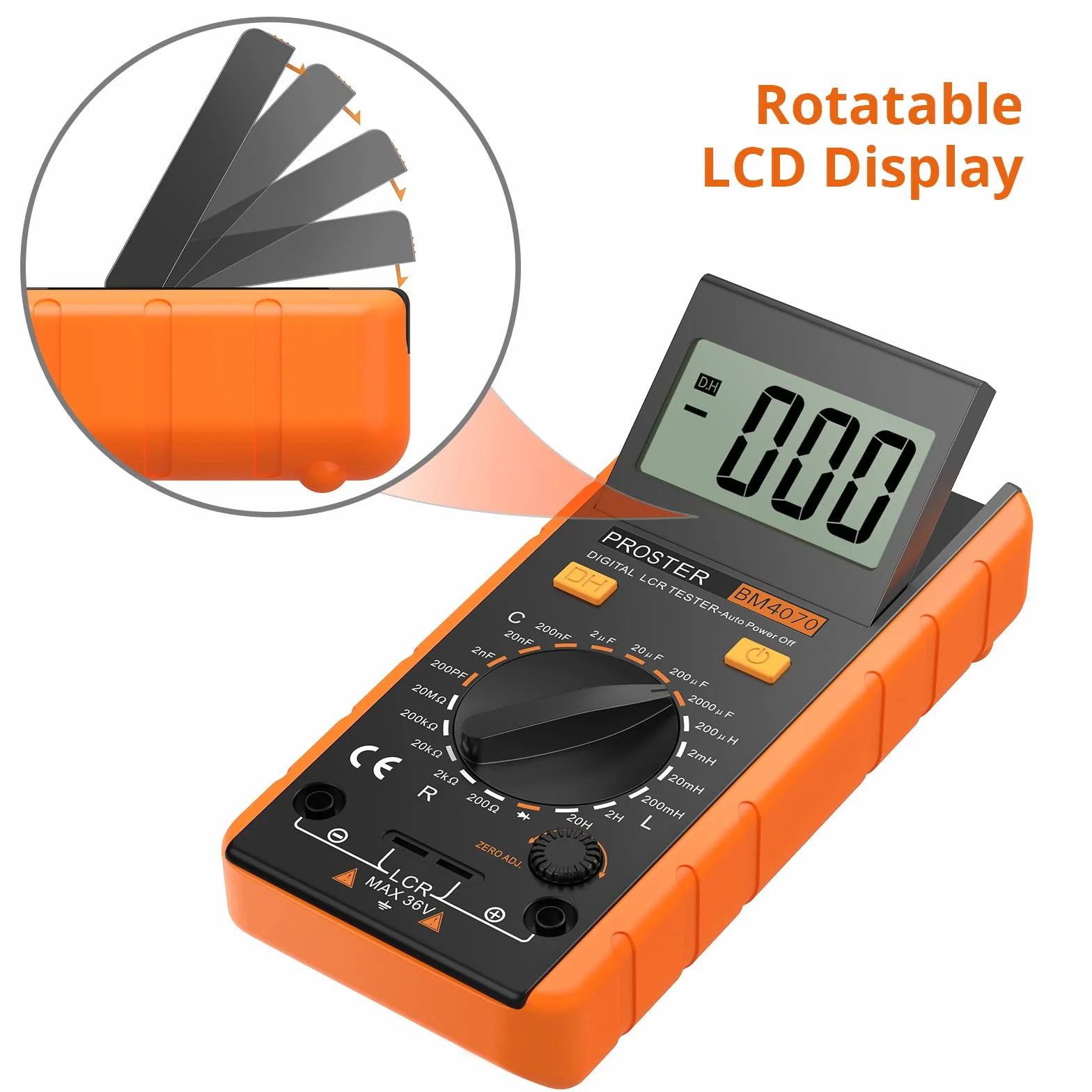 Proster LCR Meter LCD Tester Capacità Induttanza Resistenza Misuratore di Autoscarica con Display di Sovraoscillazione - Arancione