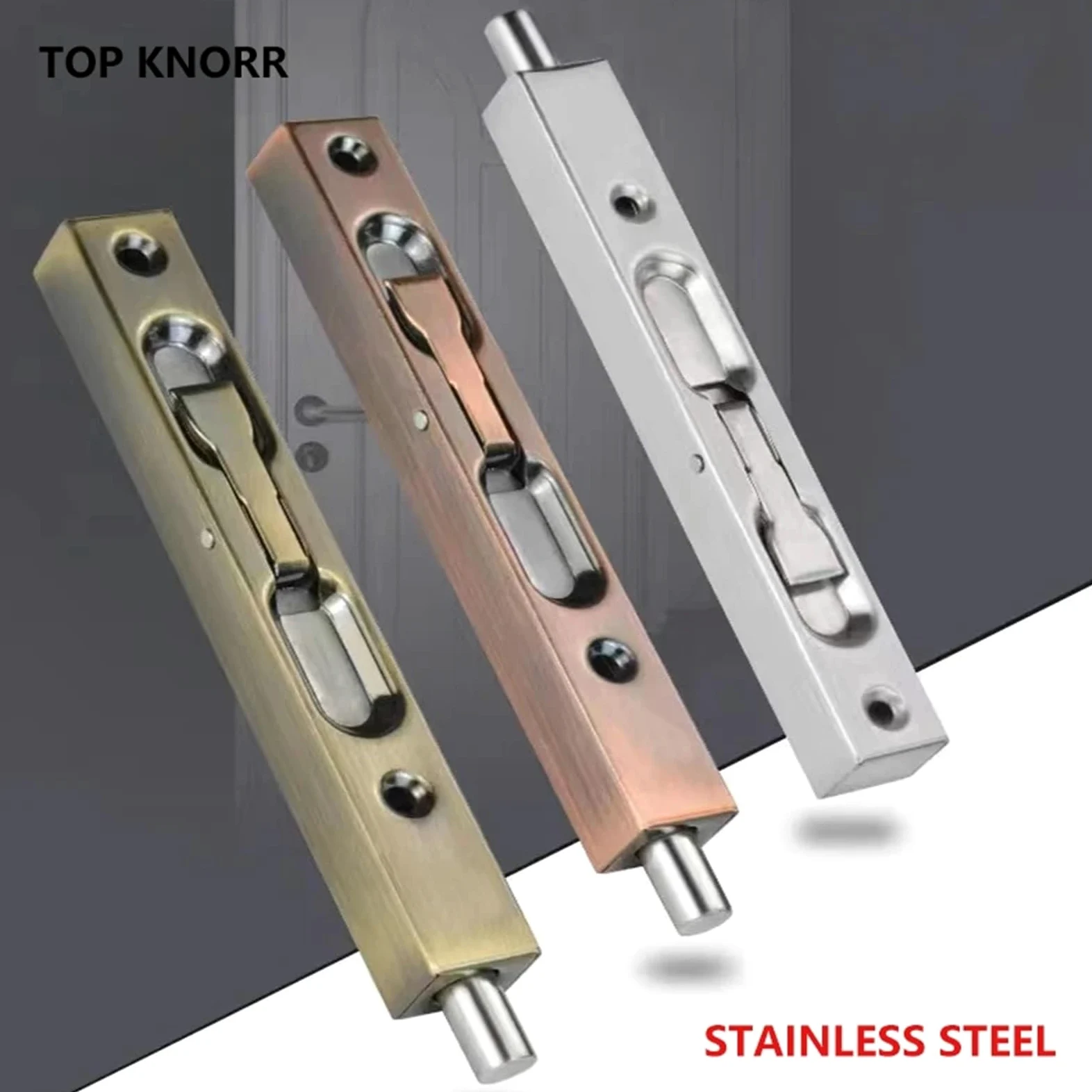 Chiavistello per porta in acciaio inox 304, a scomparsa, serratura scorrevole, a prova di polvere, per bagno (10 rosso antico)