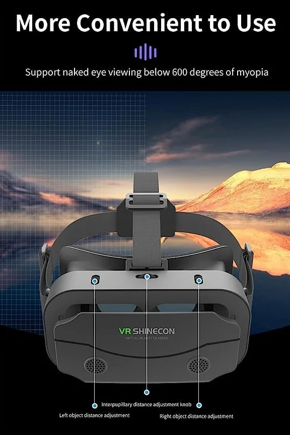 Occhiali VR per cellulare con telecomando, 3D VR Glasses Virtual Reality Occhiali PC Intrattenimento Anti Luce Blu Fit iPhone & Android 5.0-7.2 pollici