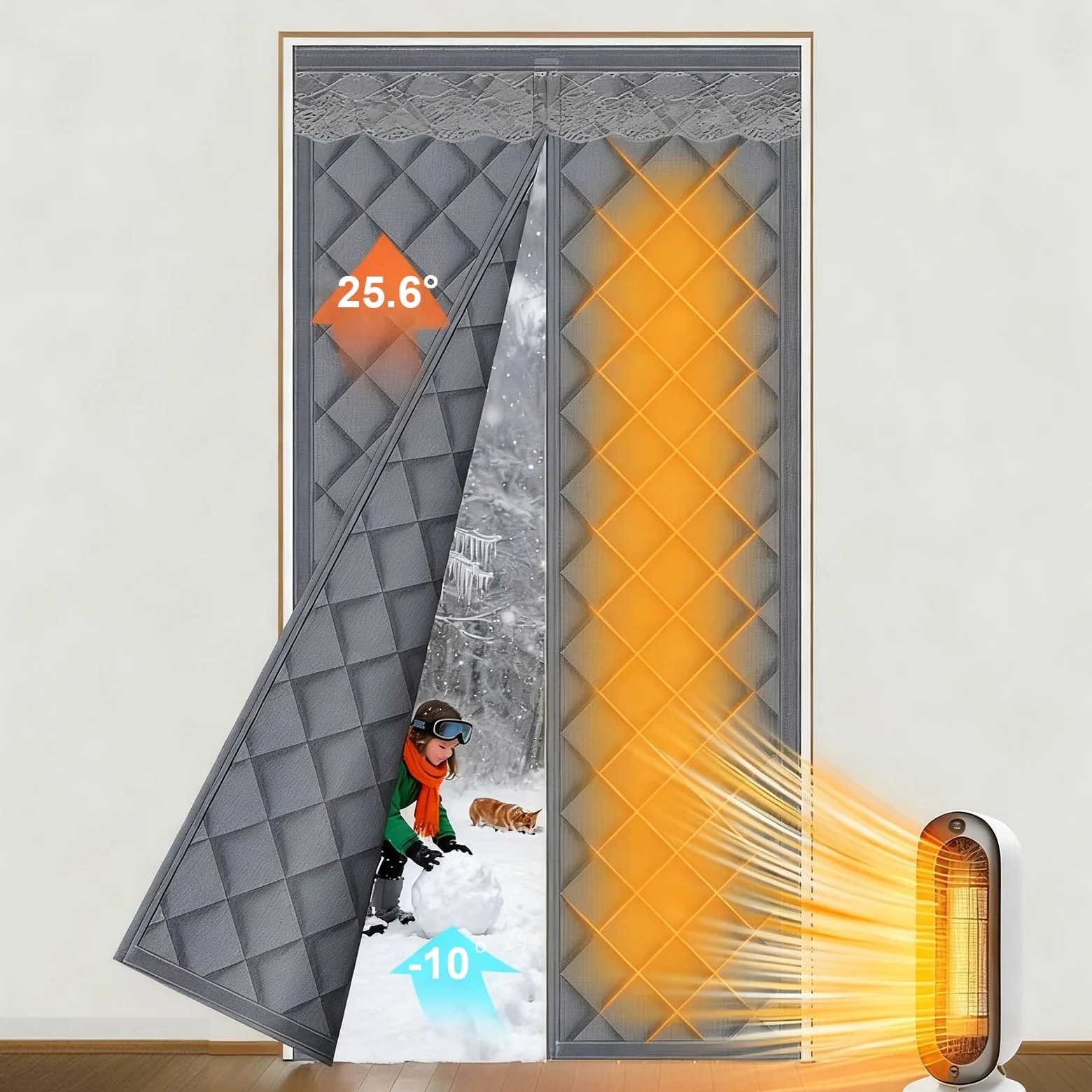 Tenda per Porta Inverno Termica, Magnetica Tenda Termica Isolante Freddo per Porte - Mantiene il freddo fuori e il caldo dentro, per Porte d'Ingresso, Cortili Porte(41x83in/104x211cm)