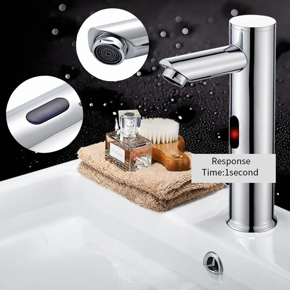 ENCOFT Rubinetto Acqua Fredda Automatico Sensore Infrarossi Touchless Lavabo Bagno 20cm